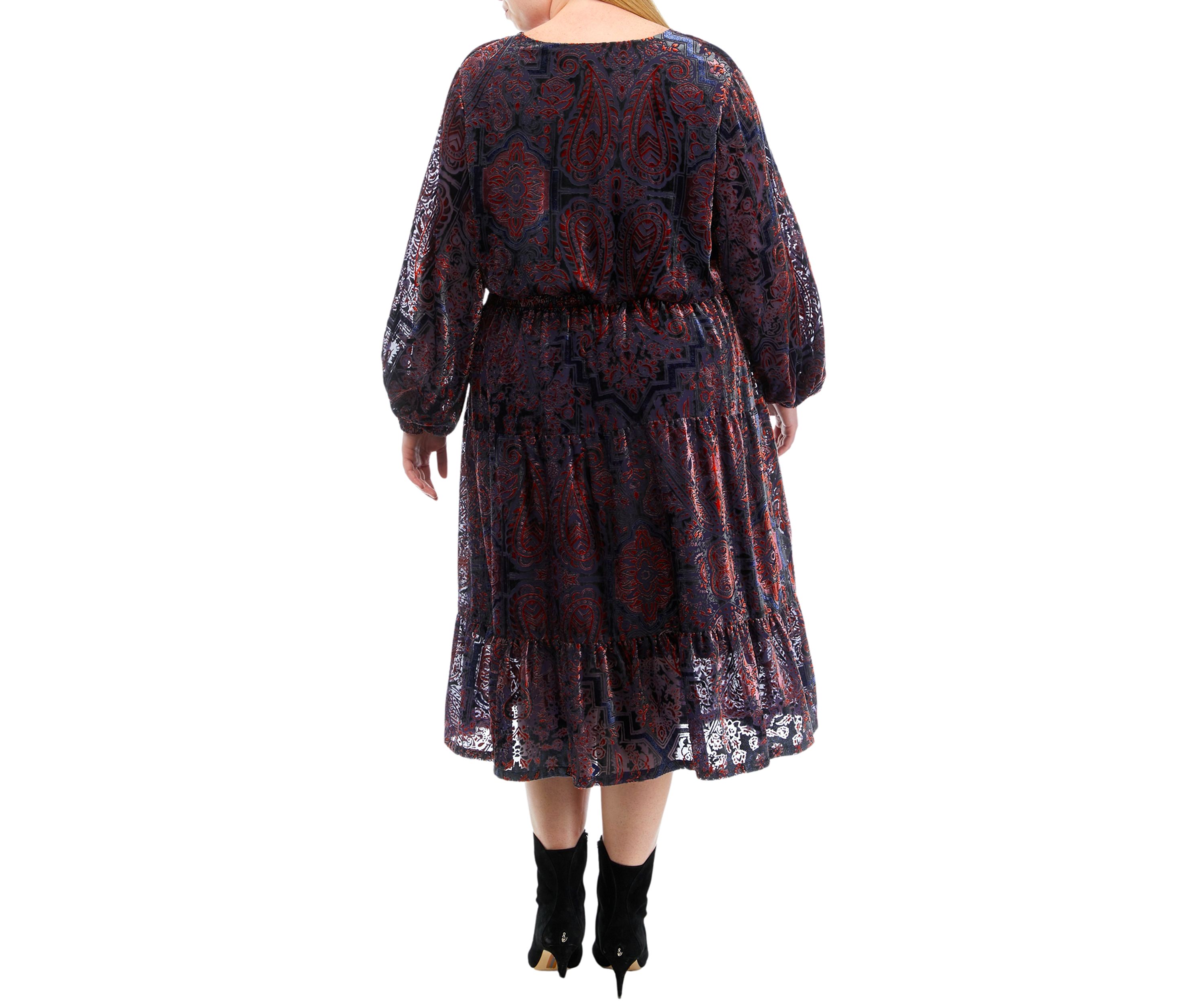 Plus Size V-Neck Tiered Dress