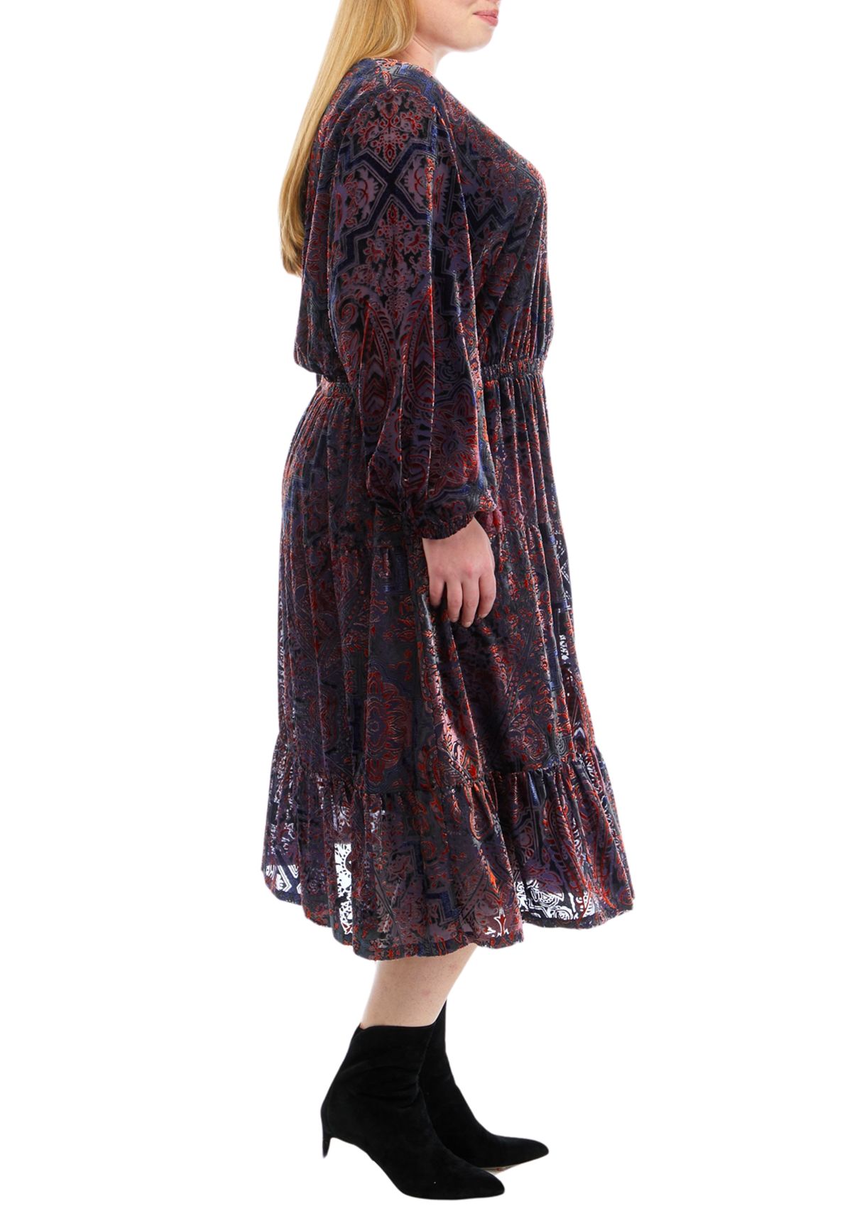 Plus Size V-Neck Tiered Dress