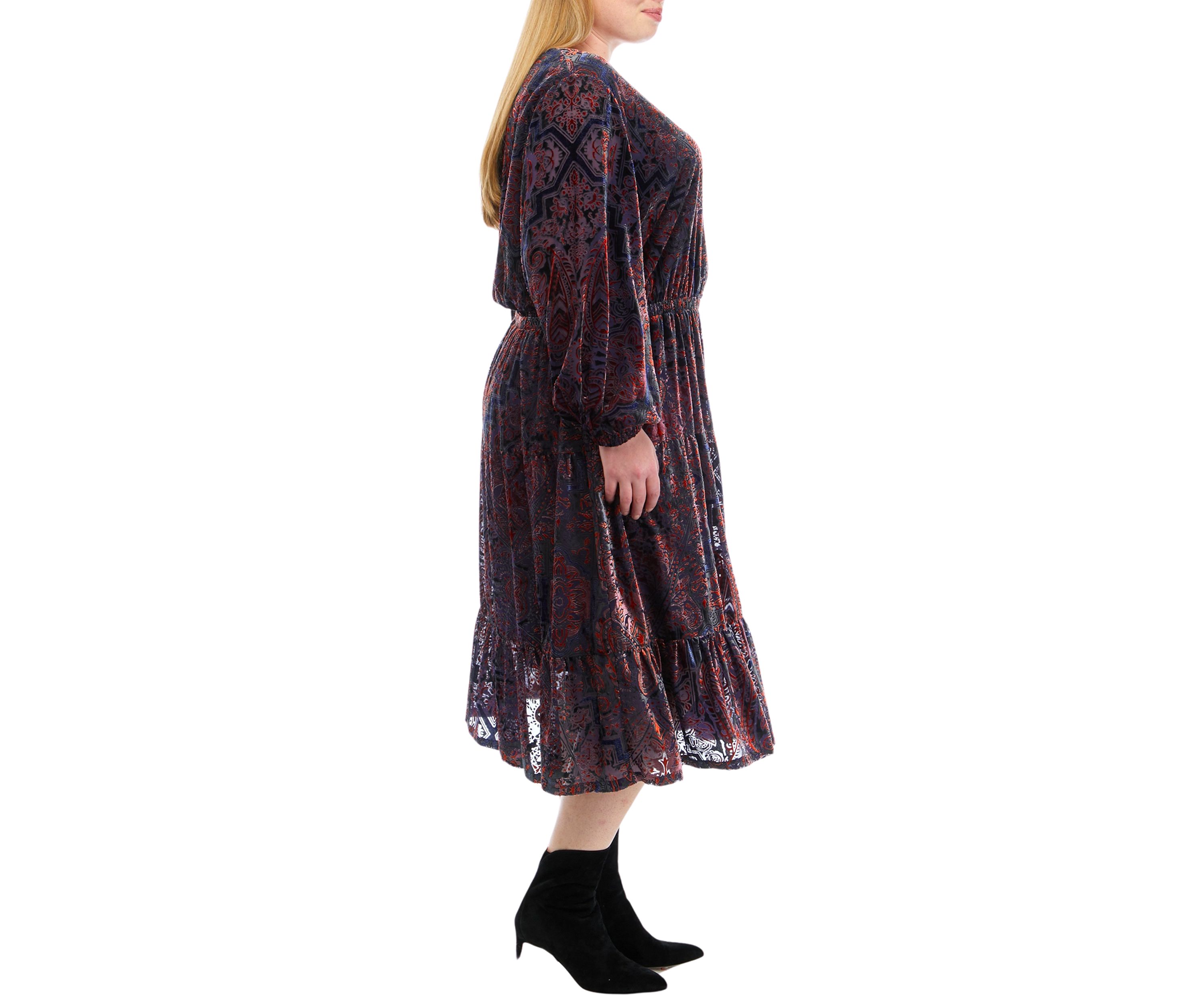 Plus Size V-Neck Tiered Dress