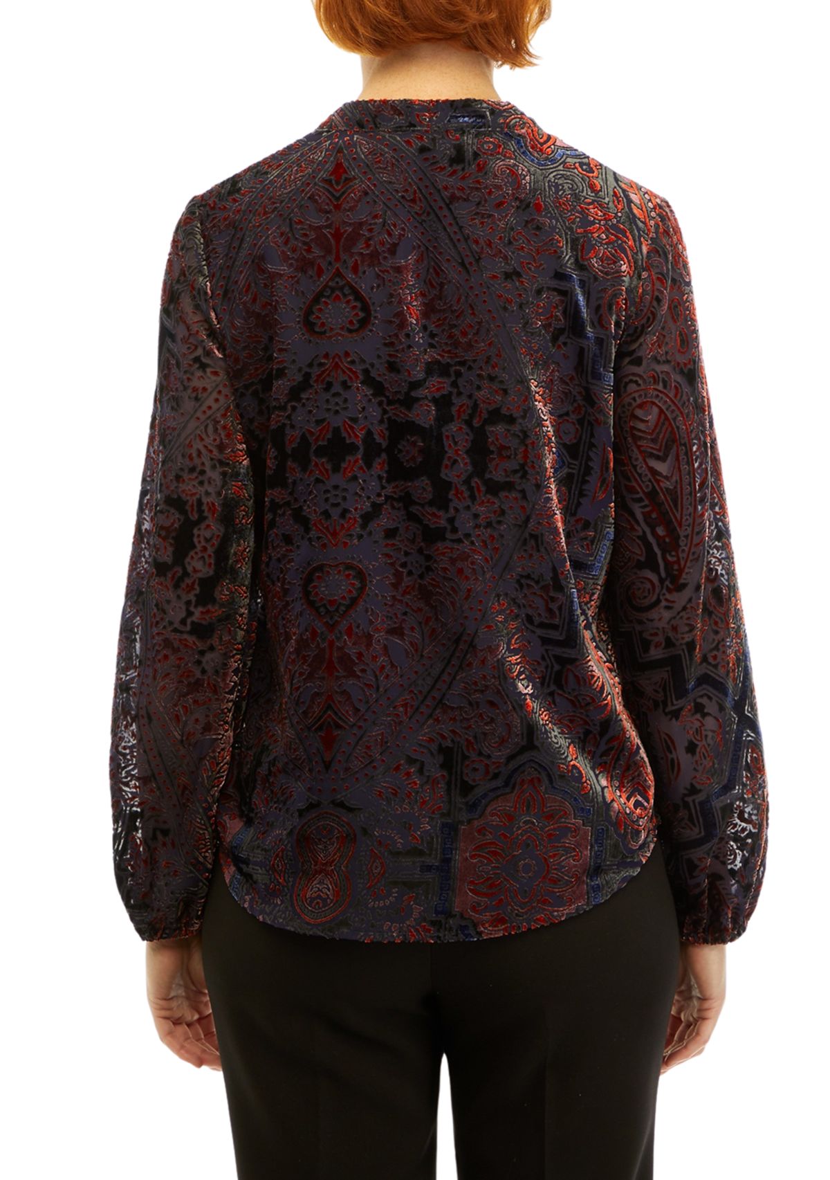 Womens Paisley Printed Burnout Blouse