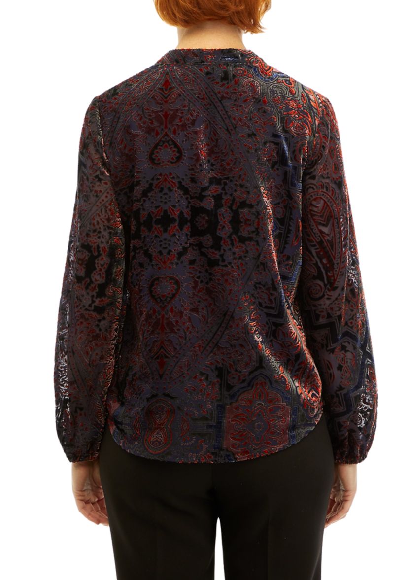 Womens Paisley Printed Burnout Blouse