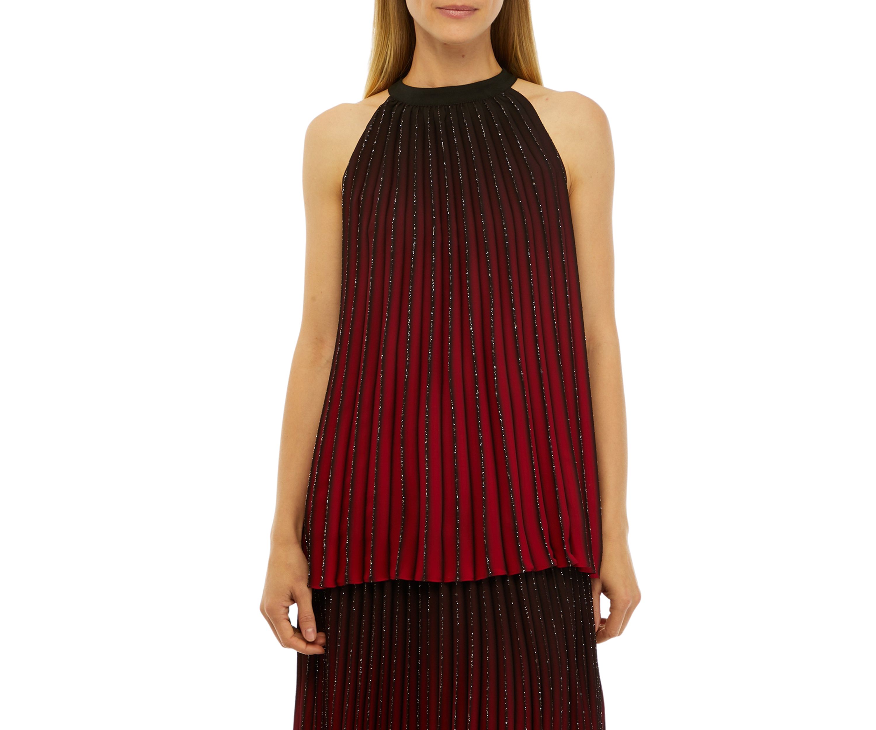 Womens Sleeveless Pleated Halter Neck Blouse