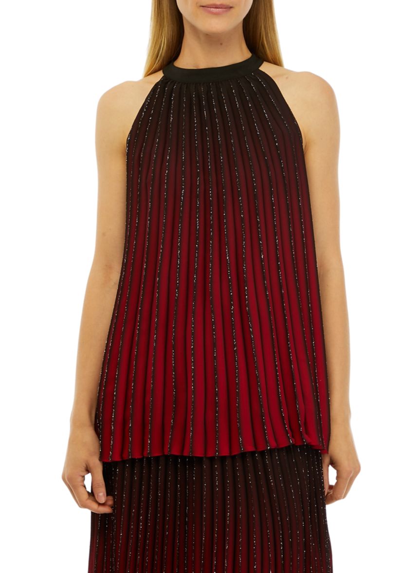 Womens Sleeveless Pleated Halter Neck Blouse