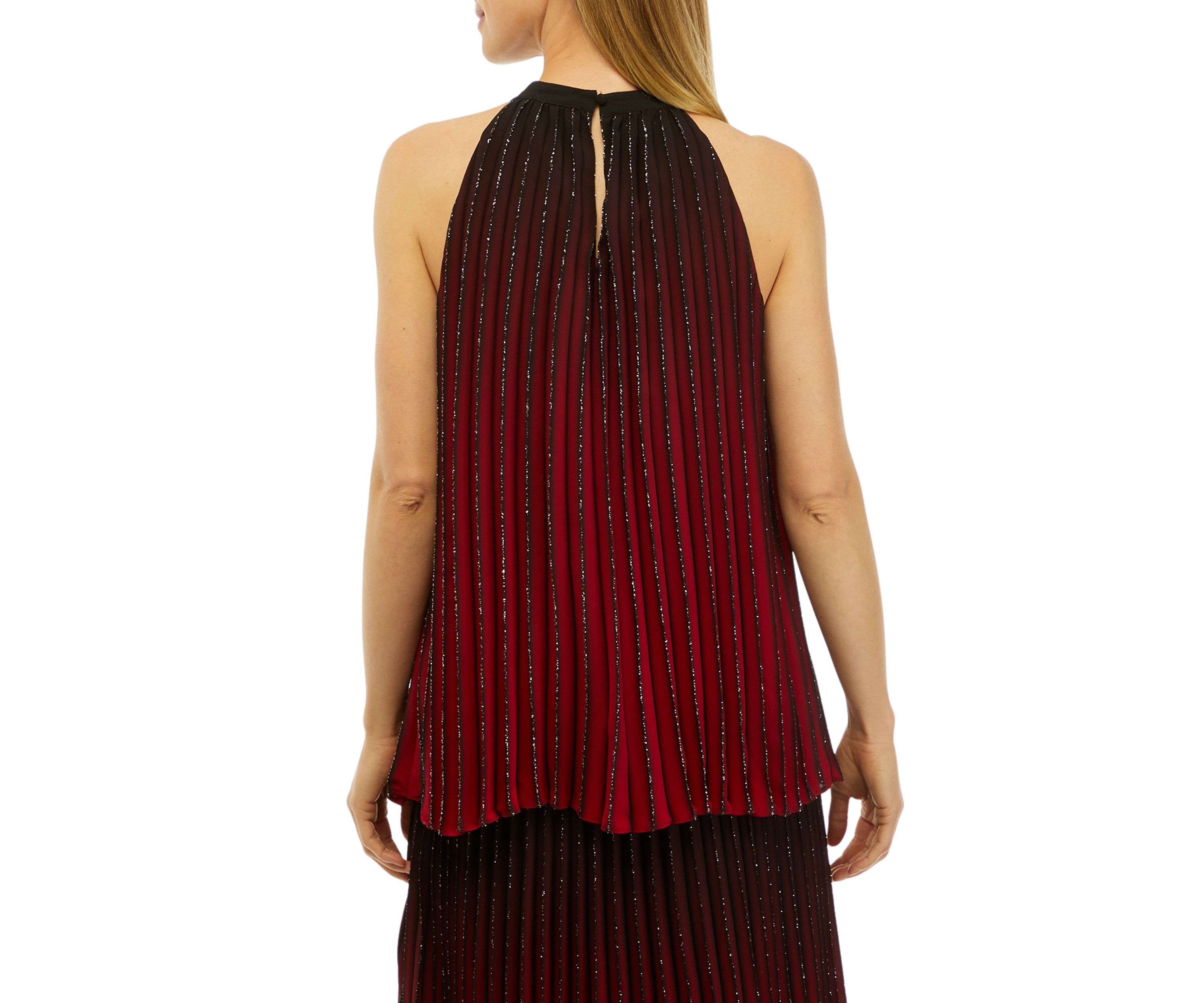 Womens Sleeveless Pleated Halter Neck Blouse