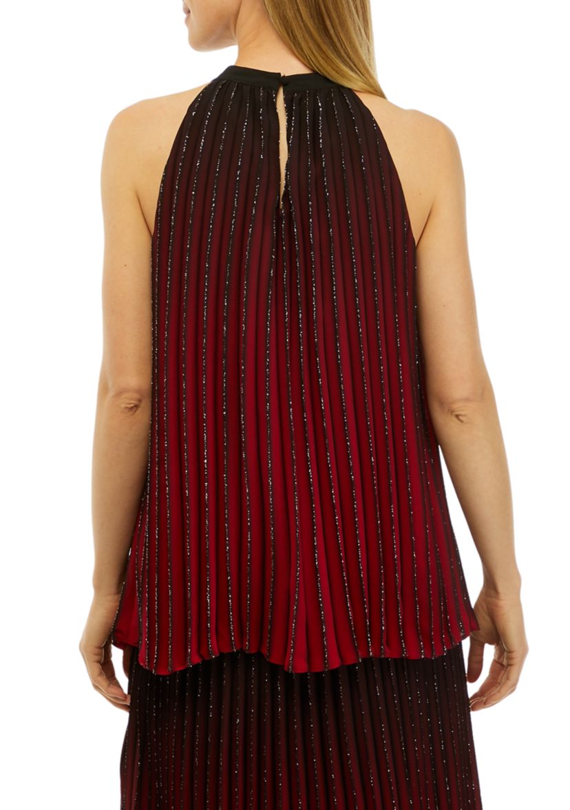 Womens Sleeveless Pleated Halter Neck Blouse