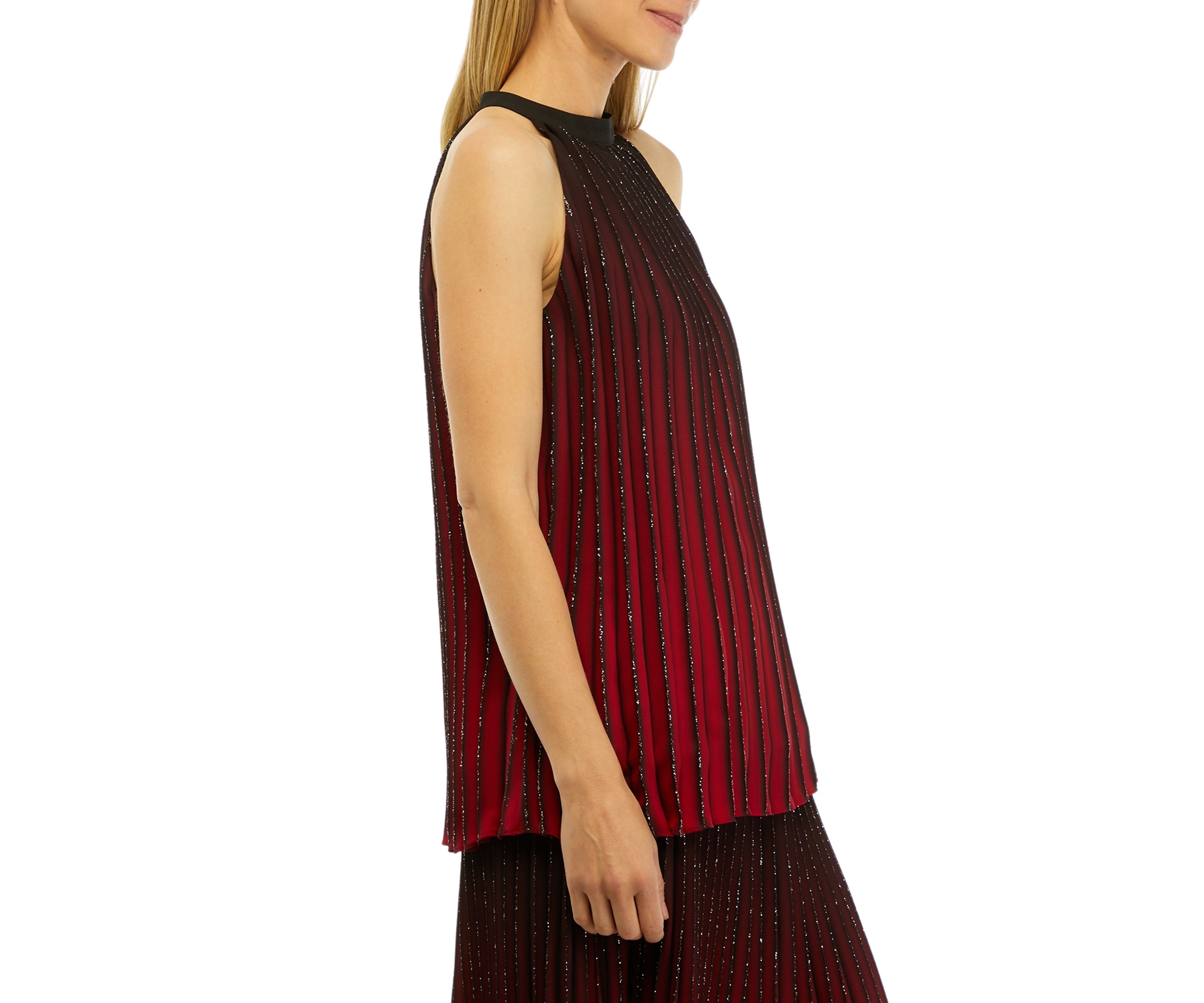 Womens Sleeveless Pleated Halter Neck Blouse