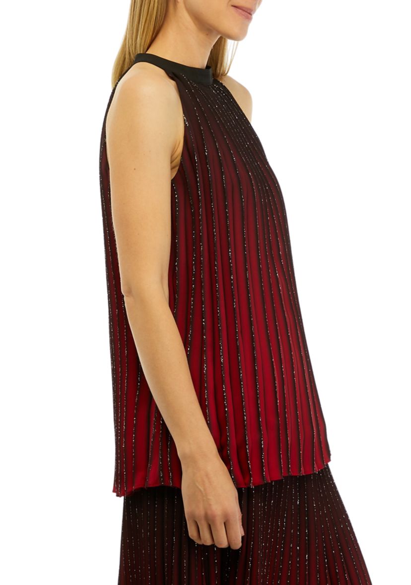 Womens Sleeveless Pleated Halter Neck Blouse