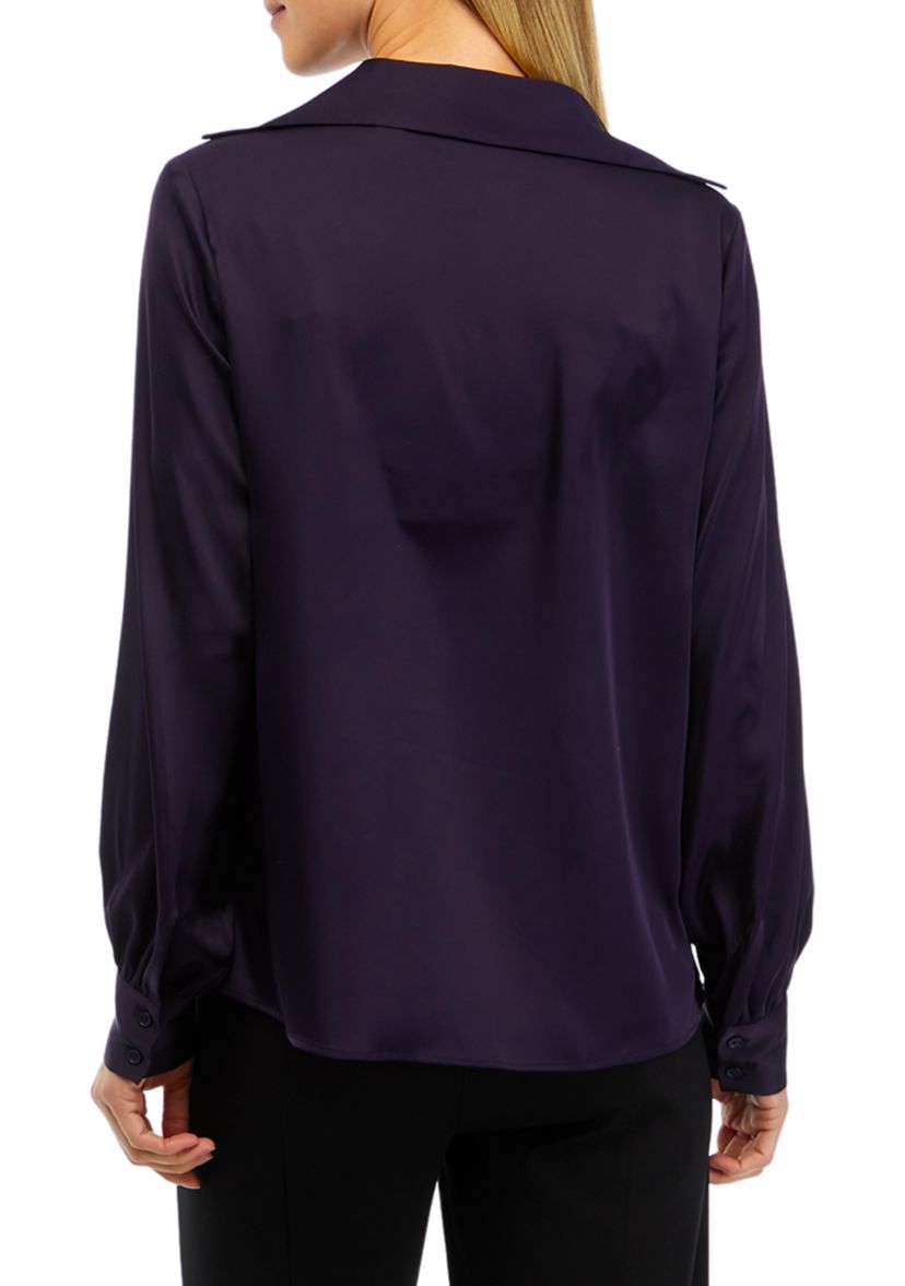 Womens Cowl Neck Satin Blouse