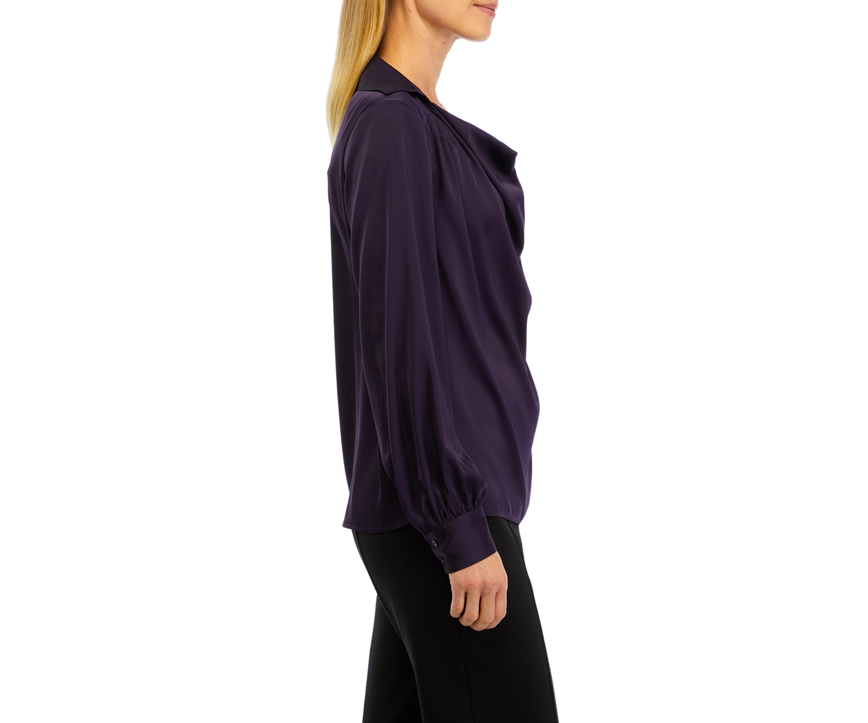 Womens Cowl Neck Satin Blouse