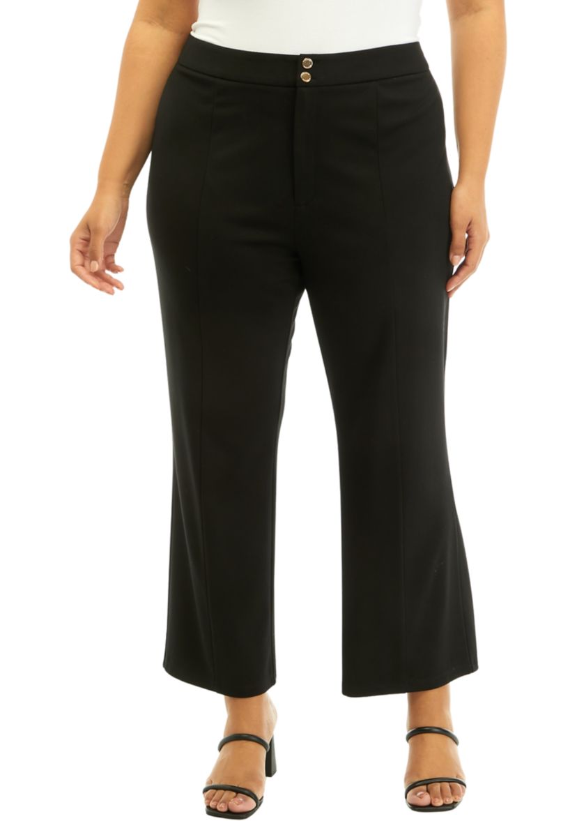 Plus Size Solid Wide Leg Pants