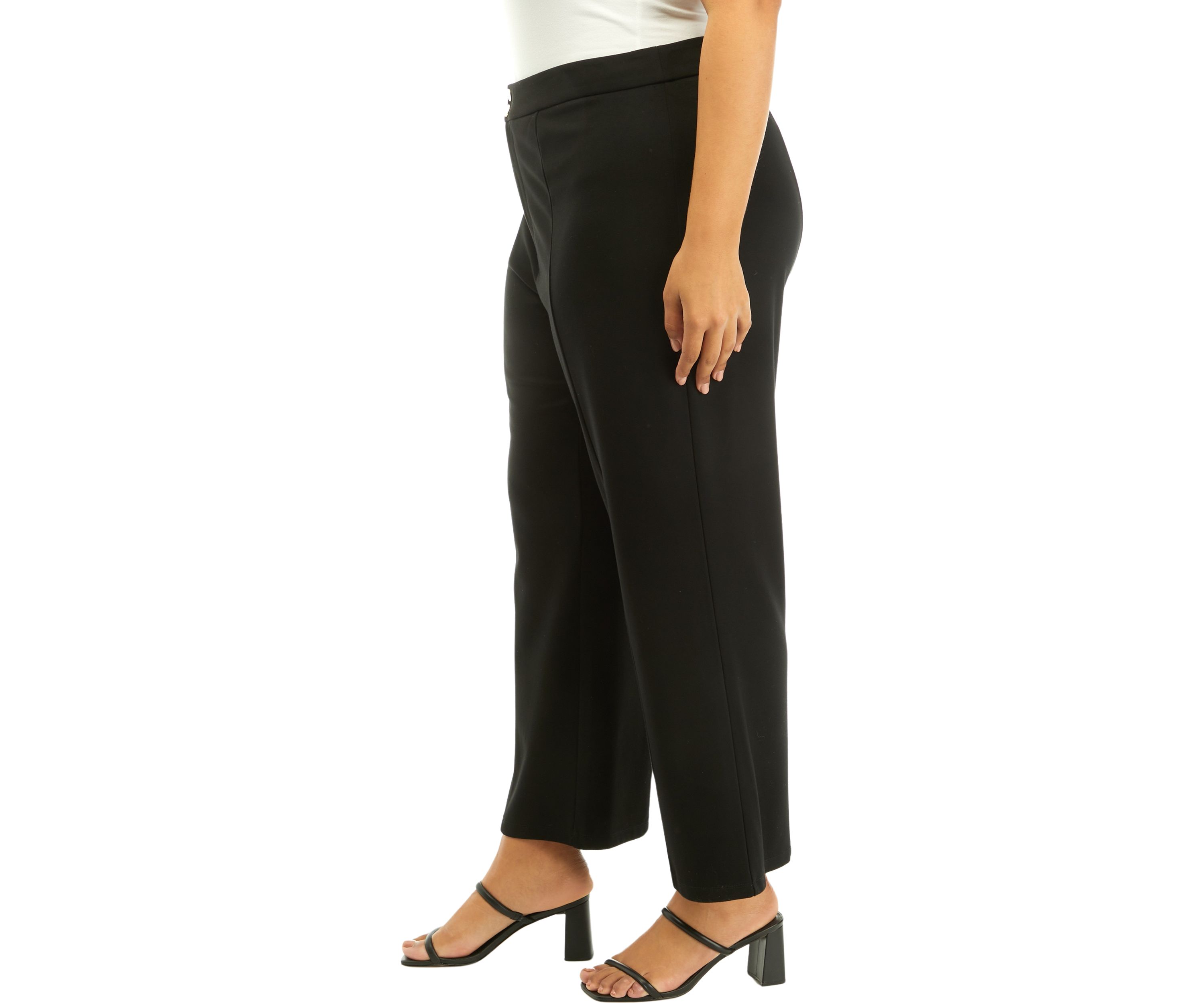 Plus Size Solid Wide Leg Pants