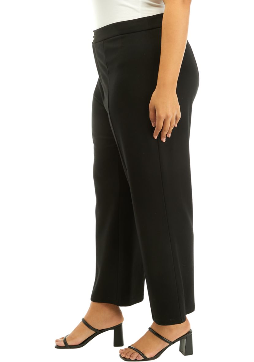 Plus Size Solid Wide Leg Pants