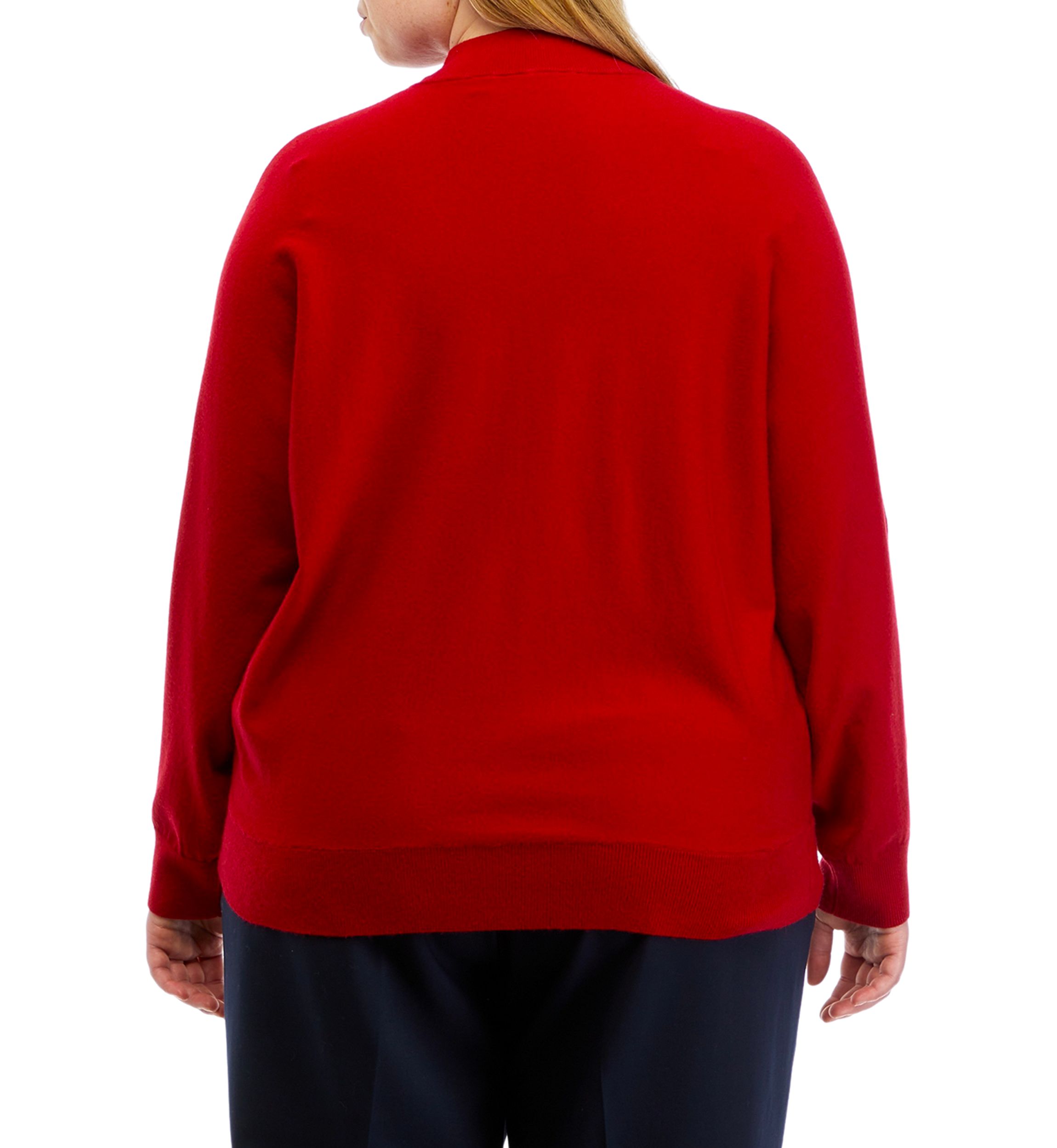 Plus Size Long Sleeve Mock Neck Sequin Yoke Jersey Sweater