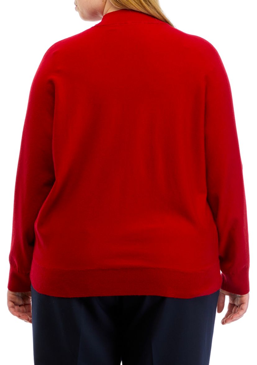 Plus Size Long Sleeve Mock Neck Sequin Yoke Jersey Sweater