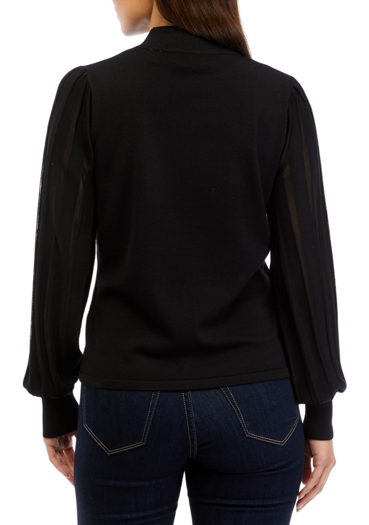 Petite Blouson Sleeve Mock Neck Top 