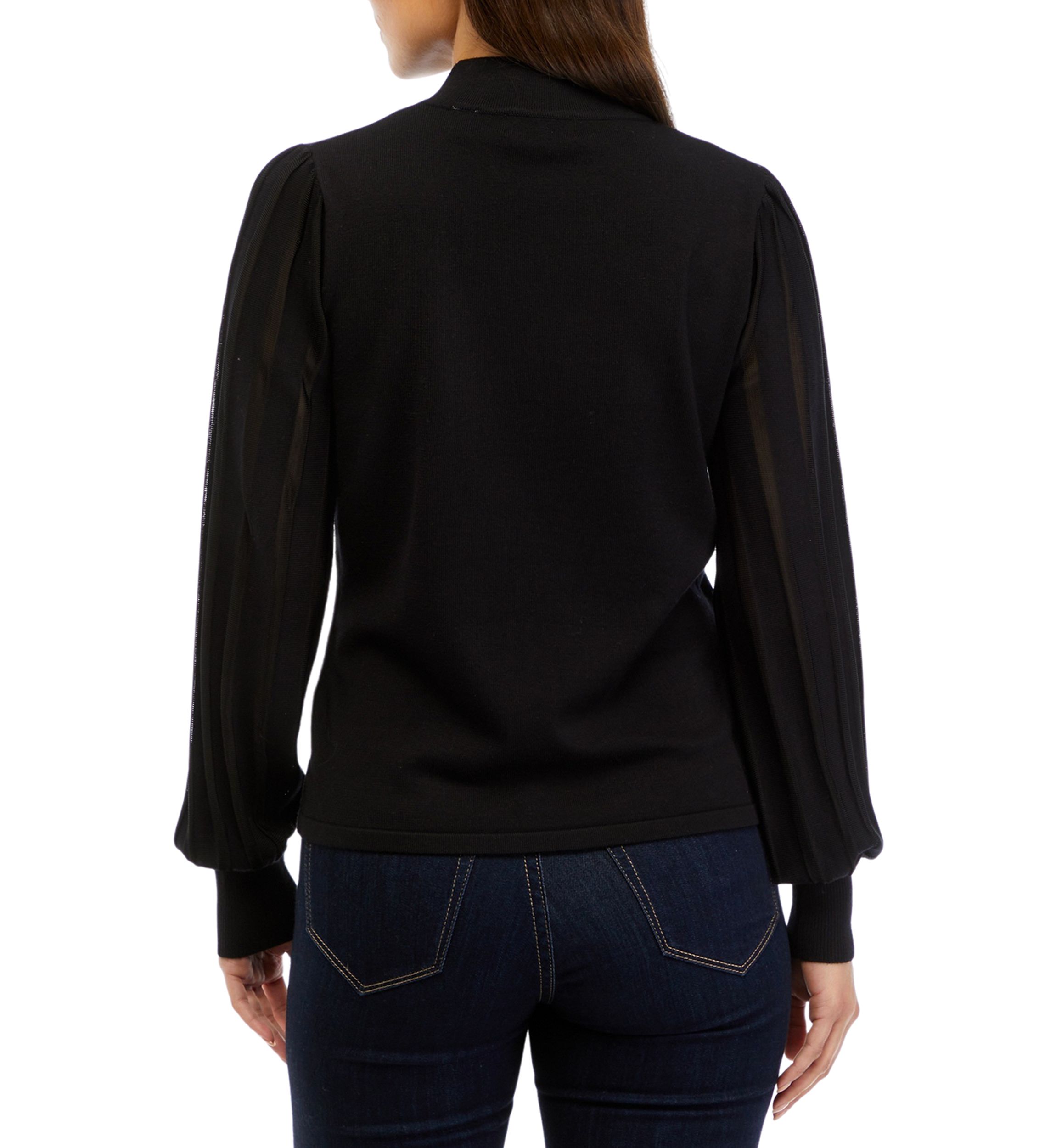 Petite Blouson Sleeve Mock Neck Top 