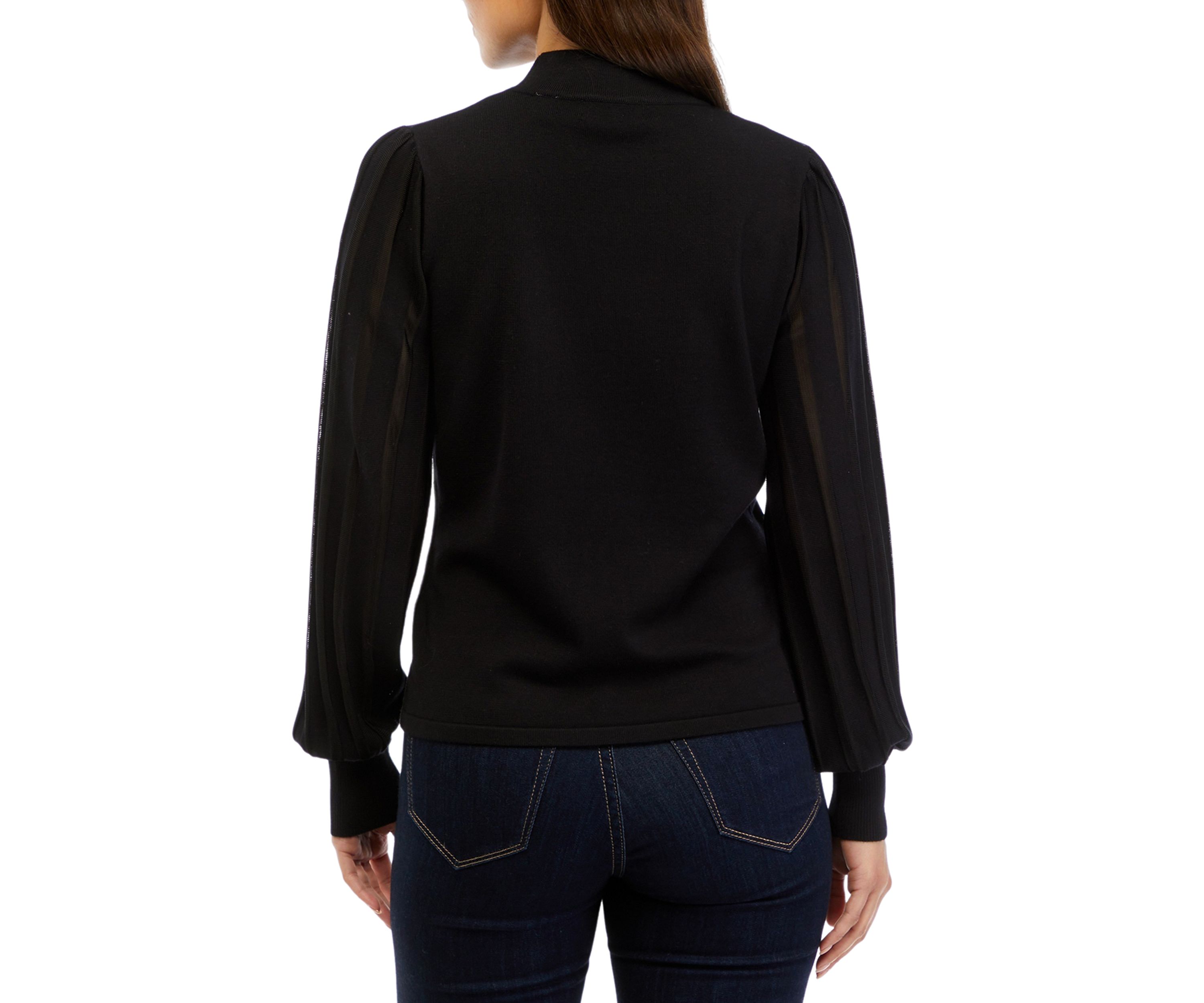 Petite Blouson Sleeve Mock Neck Top 