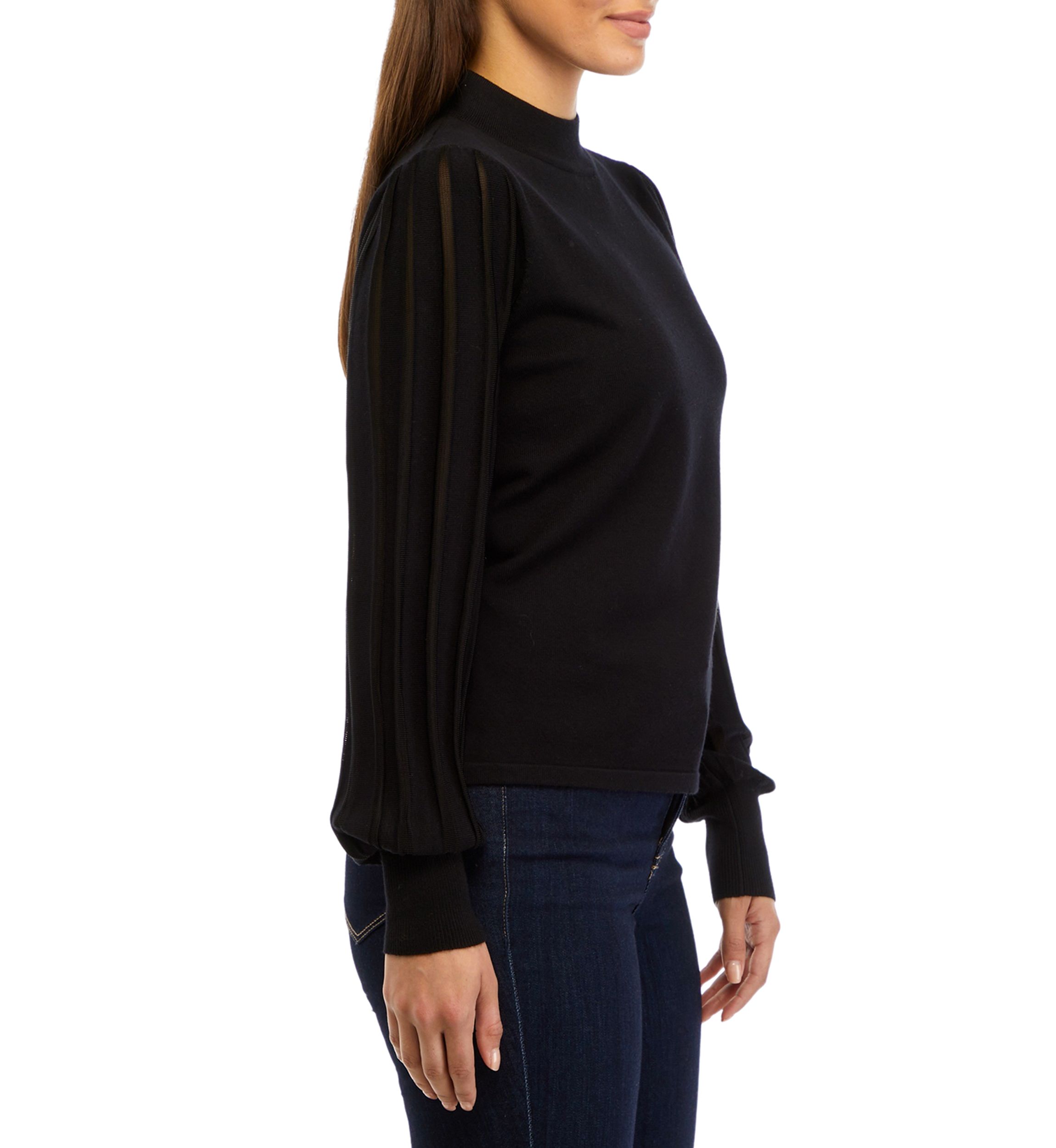 Petite Blouson Sleeve Mock Neck Top 