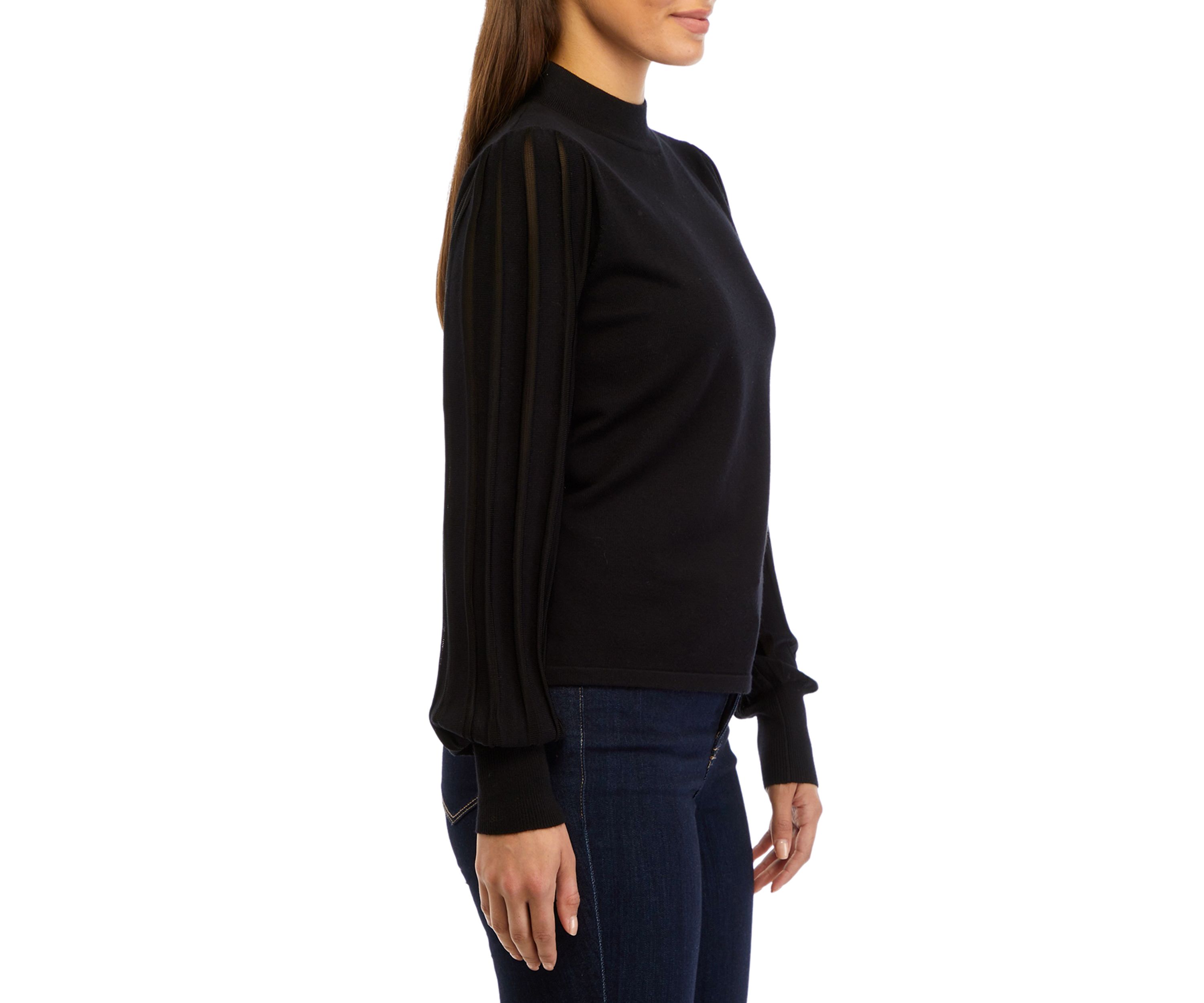 Petite Blouson Sleeve Mock Neck Top 