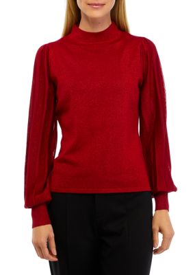 Women's Pleated Mock Neck Sweater