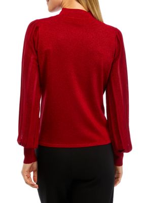 Women's Pleated Mock Neck Sweater