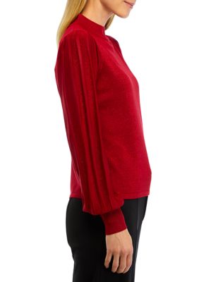 Women's Pleated Mock Neck Sweater