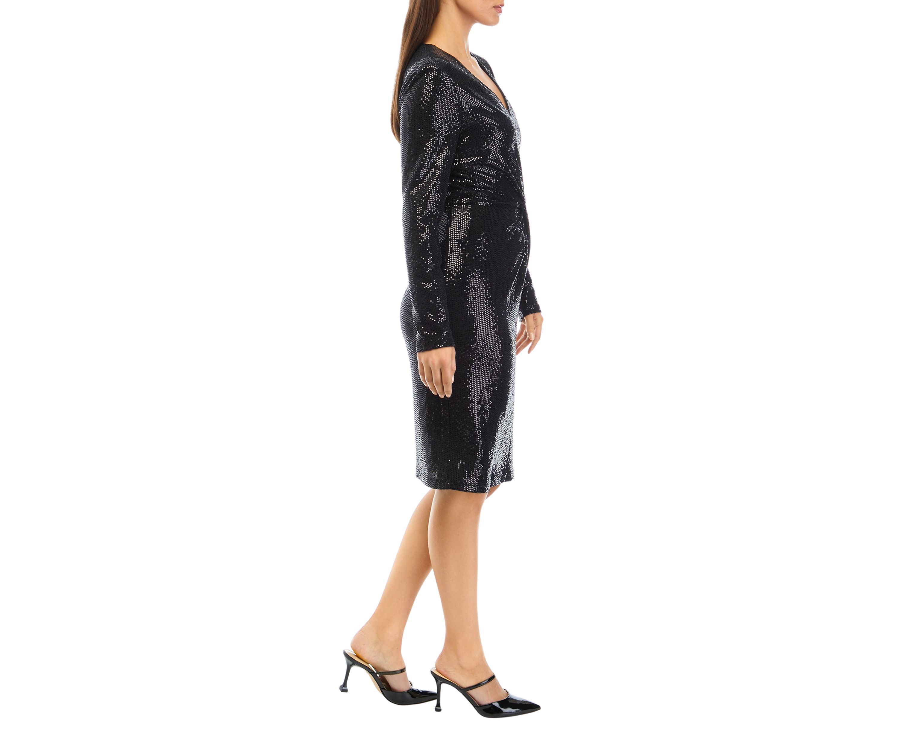 Petite V-Neck Twisted Midi Dress