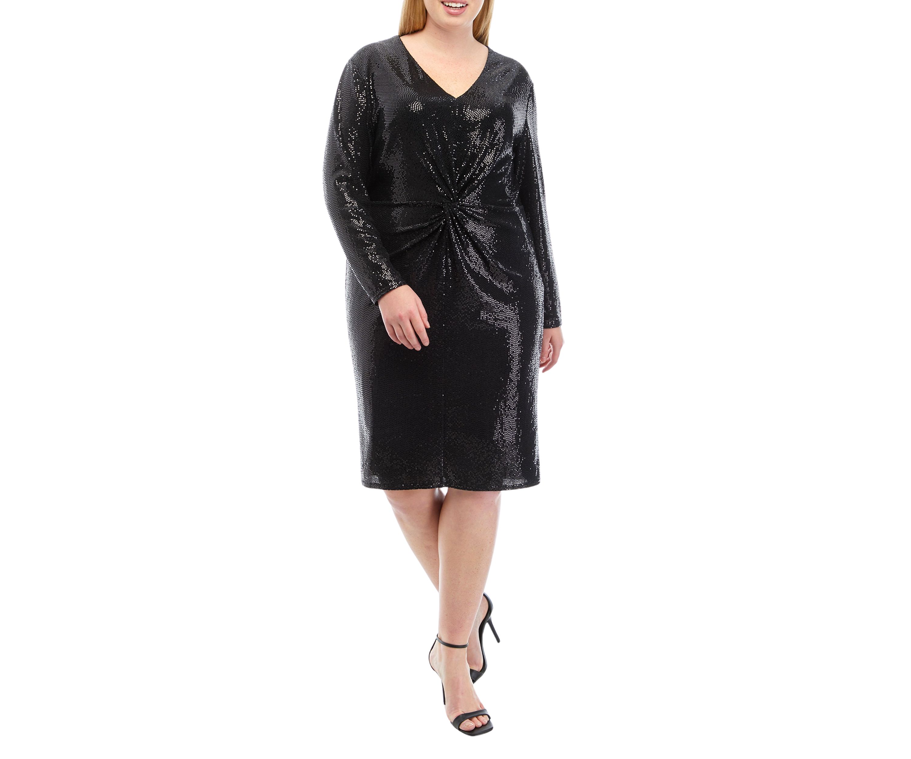 Plus Size V-Neck Twisted Midi Dress 
