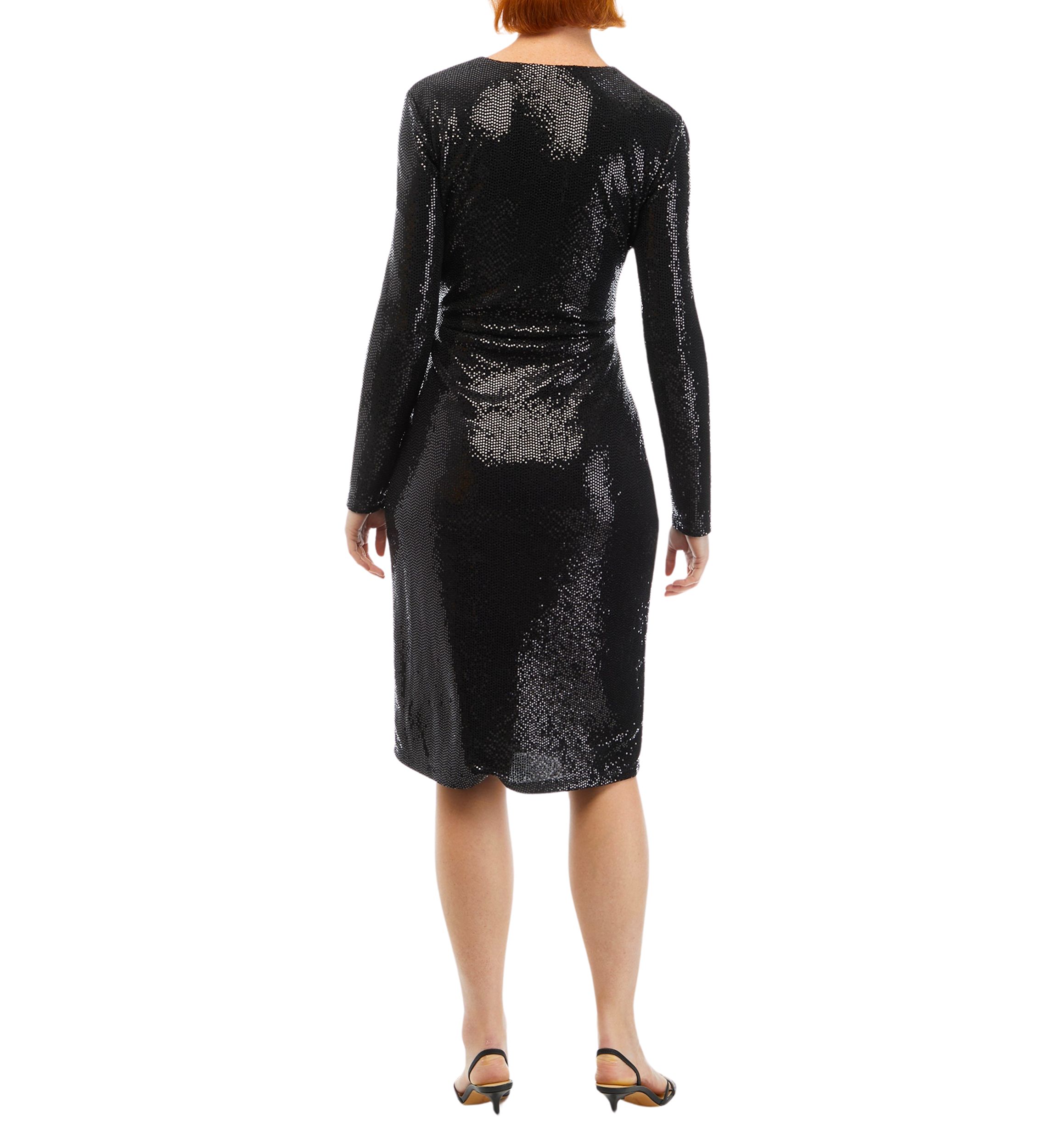 Womens Long Sleeve Front Ruched Sequin Dress