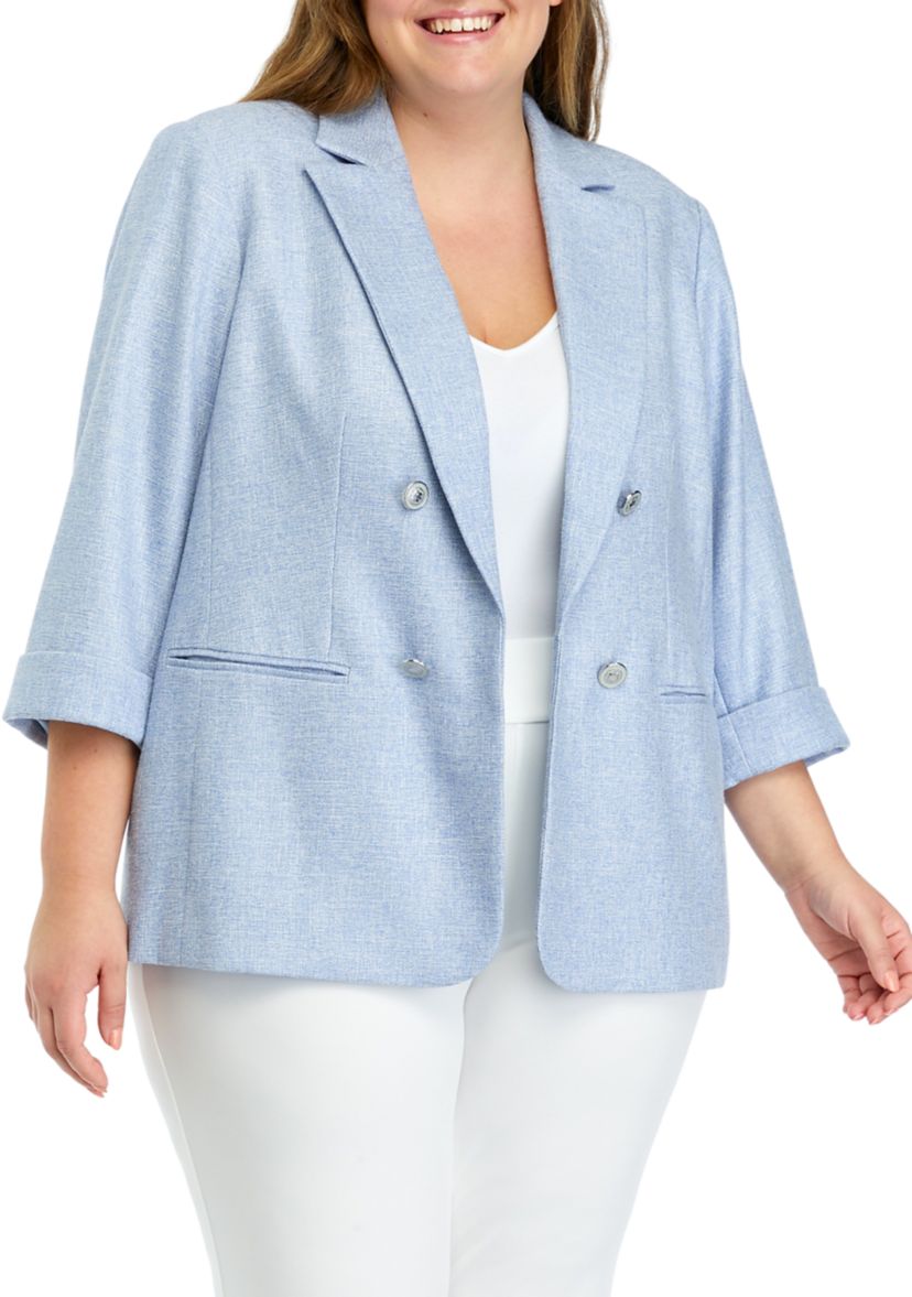 Plus Size Rolled Sleeve Blazer