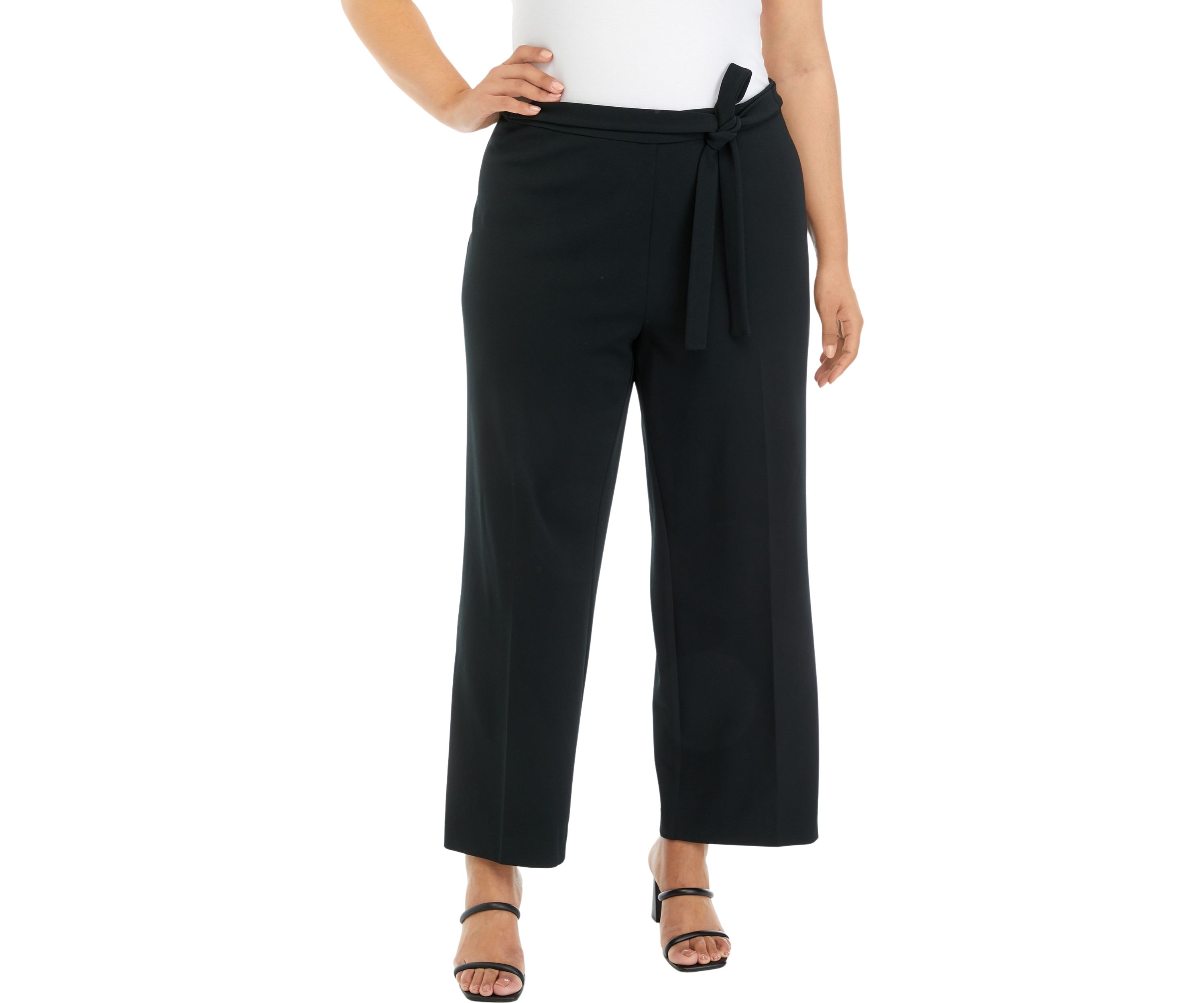 Plus Size Pull On Belted Pants
