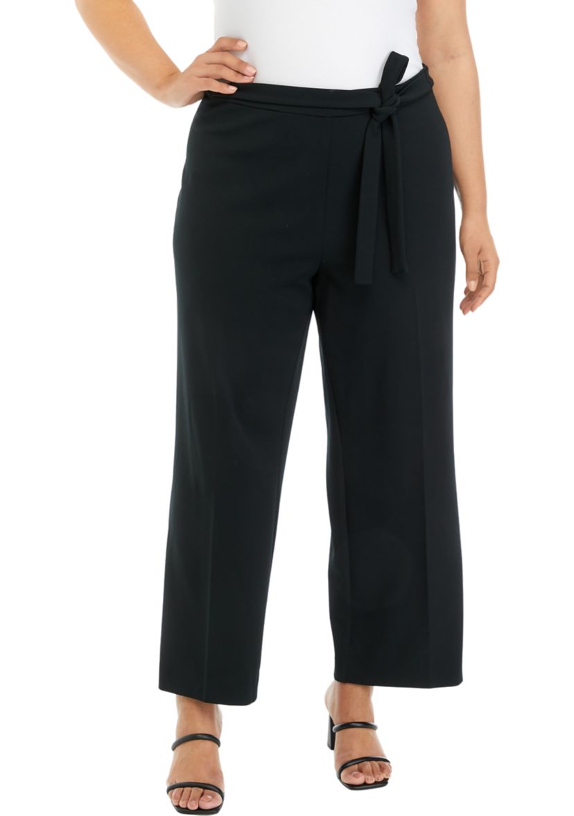 Plus Size Pull On Belted Pants