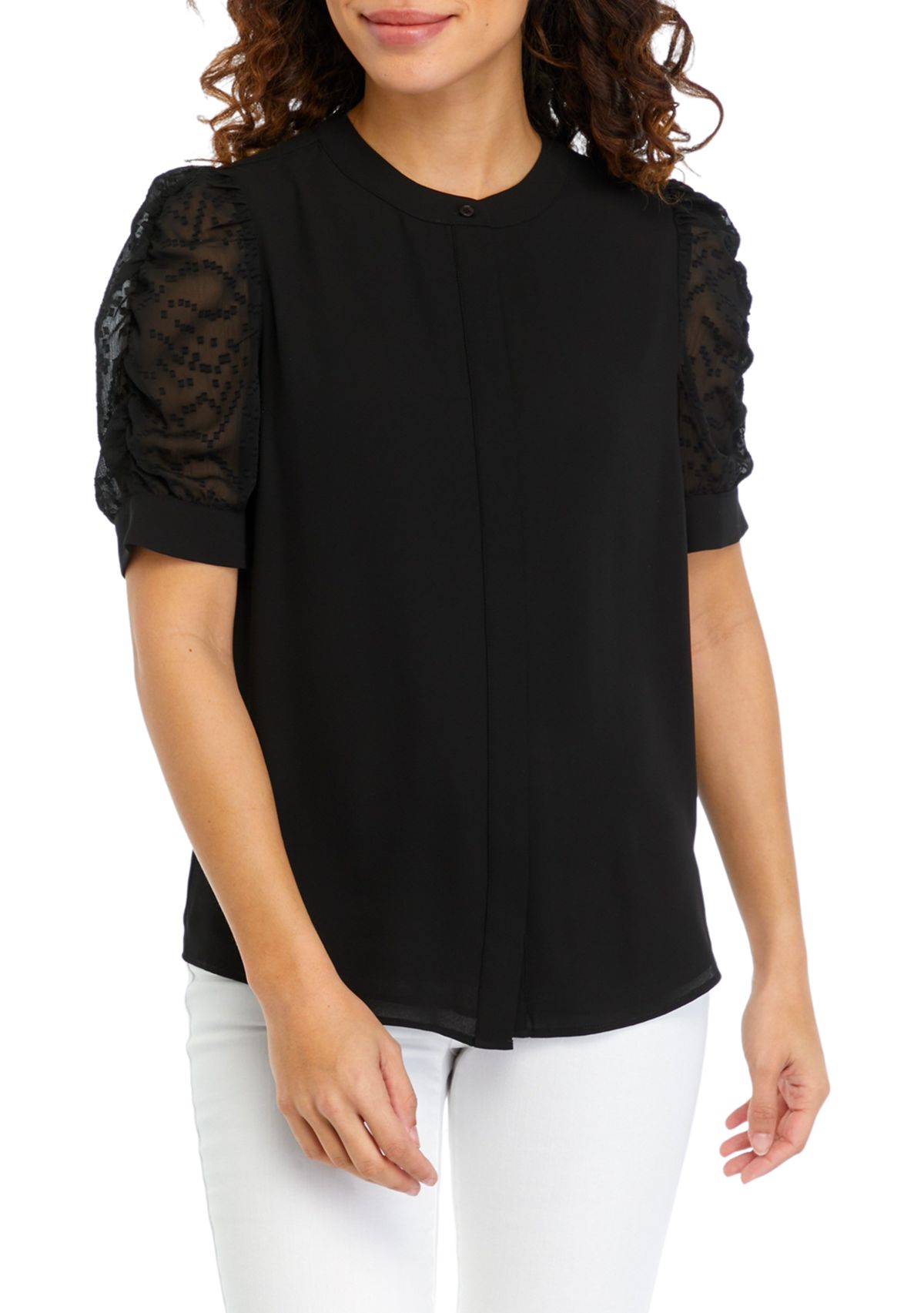 Petite Mixed Media Blouse