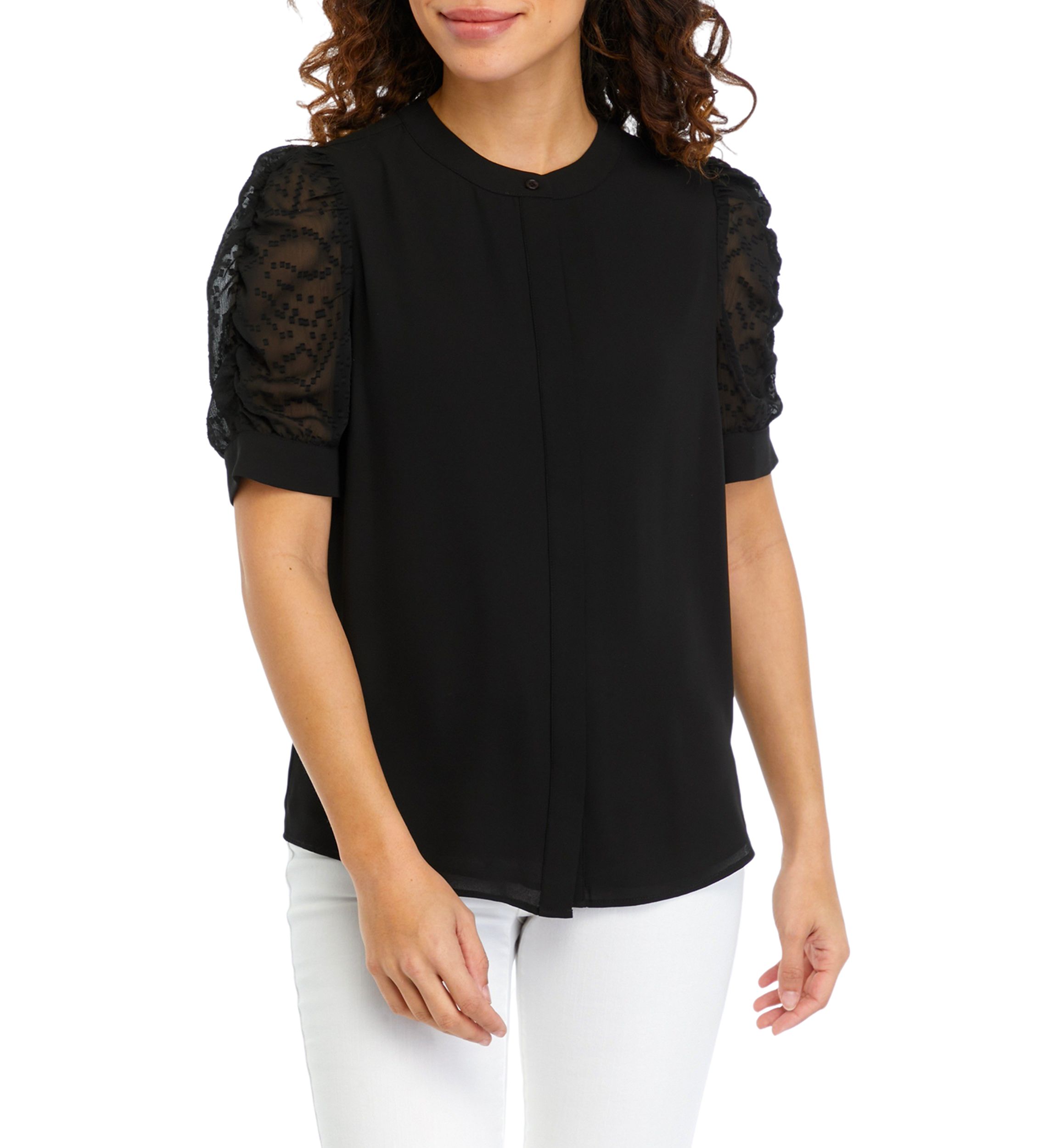 Petite Mixed Media Blouse