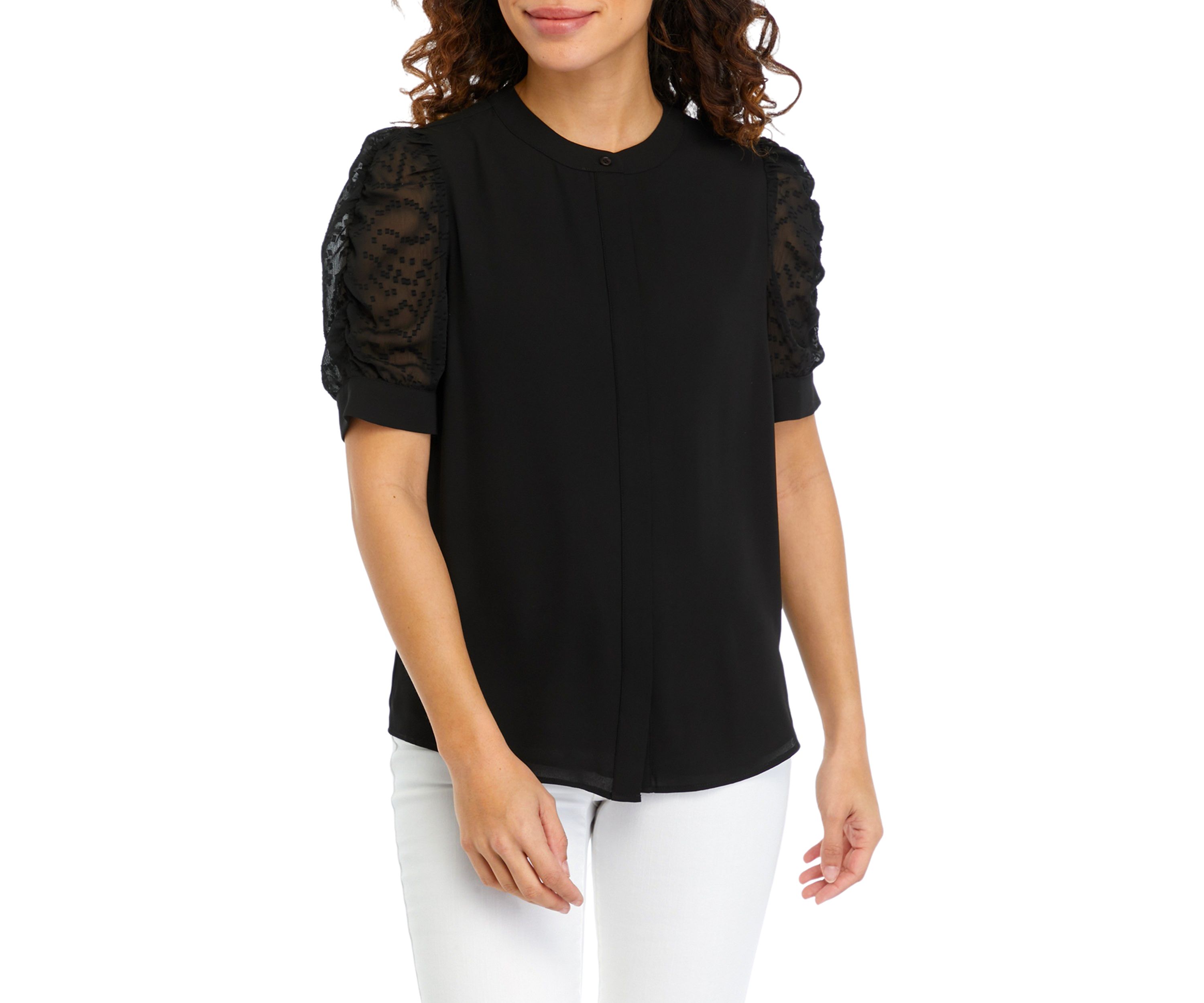 Petite Mixed Media Blouse