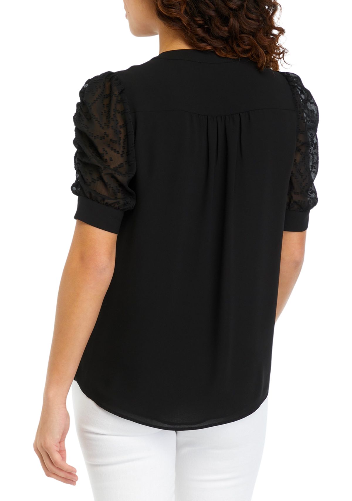 Petite Mixed Media Blouse