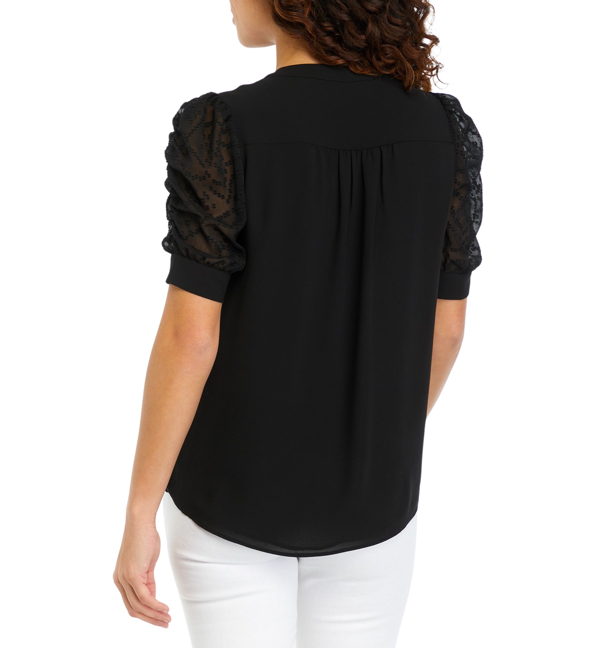 Petite Mixed Media Blouse