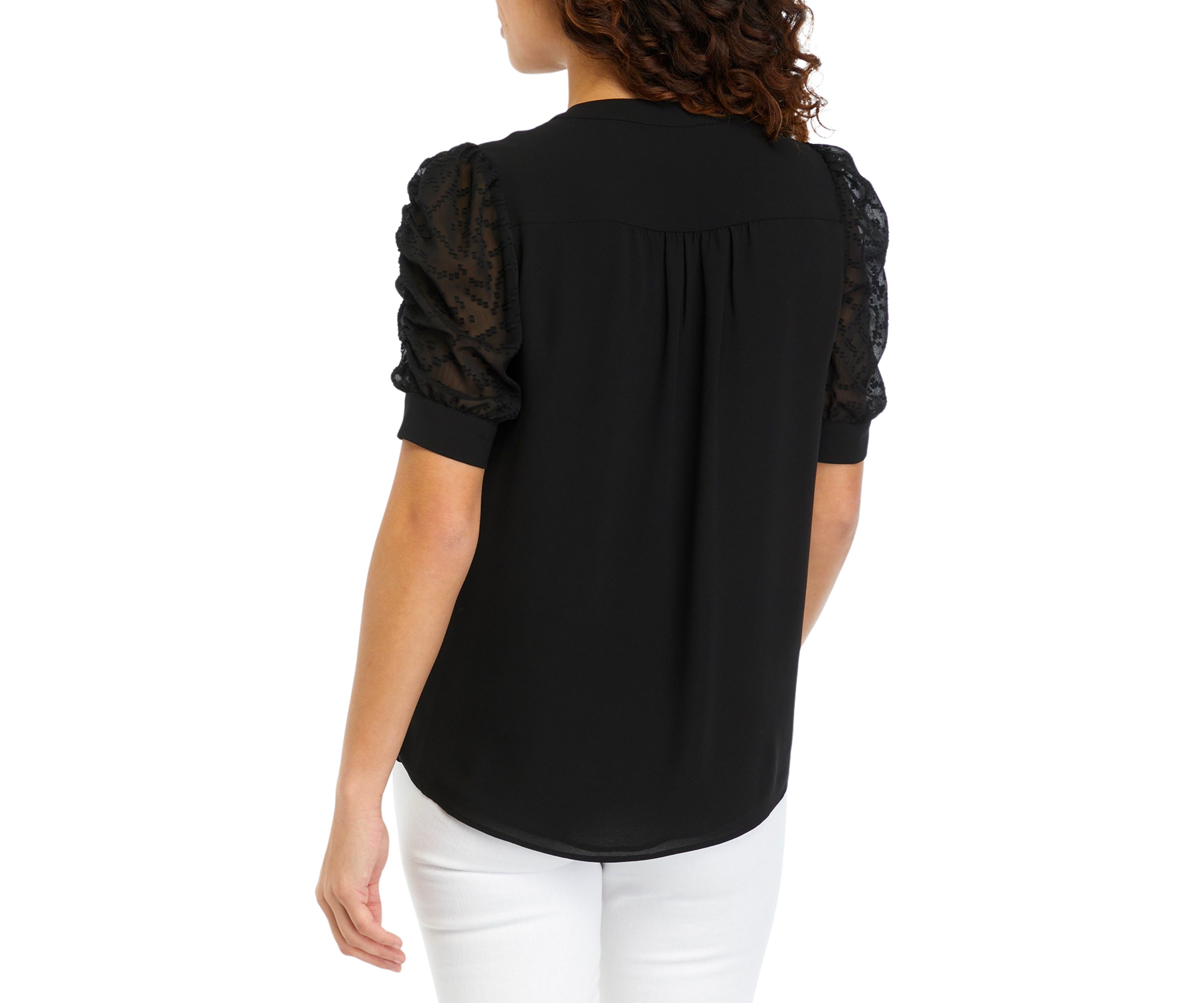 Petite Mixed Media Blouse