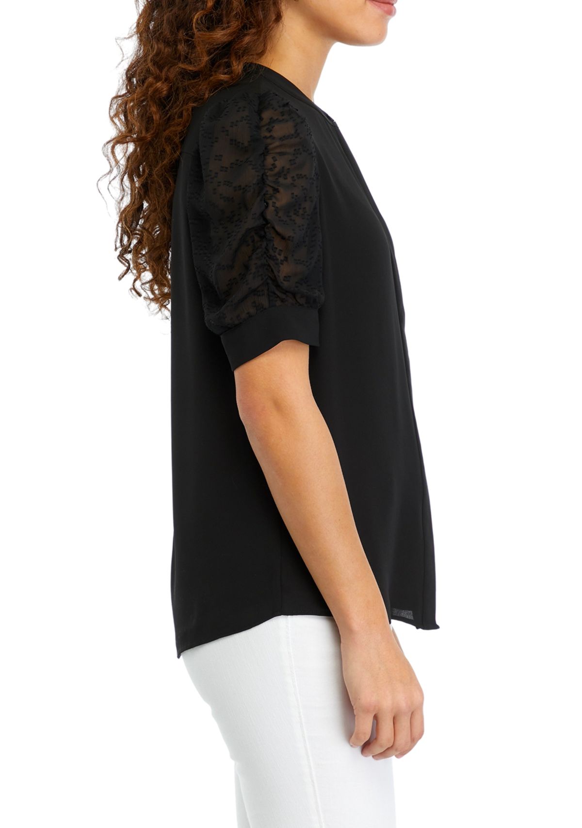 Petite Mixed Media Blouse