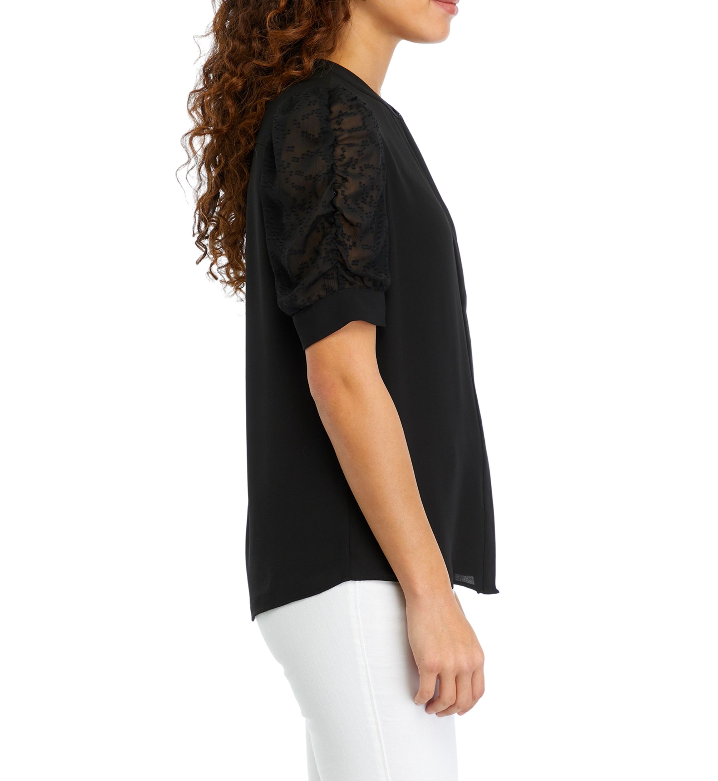 Petite Mixed Media Blouse