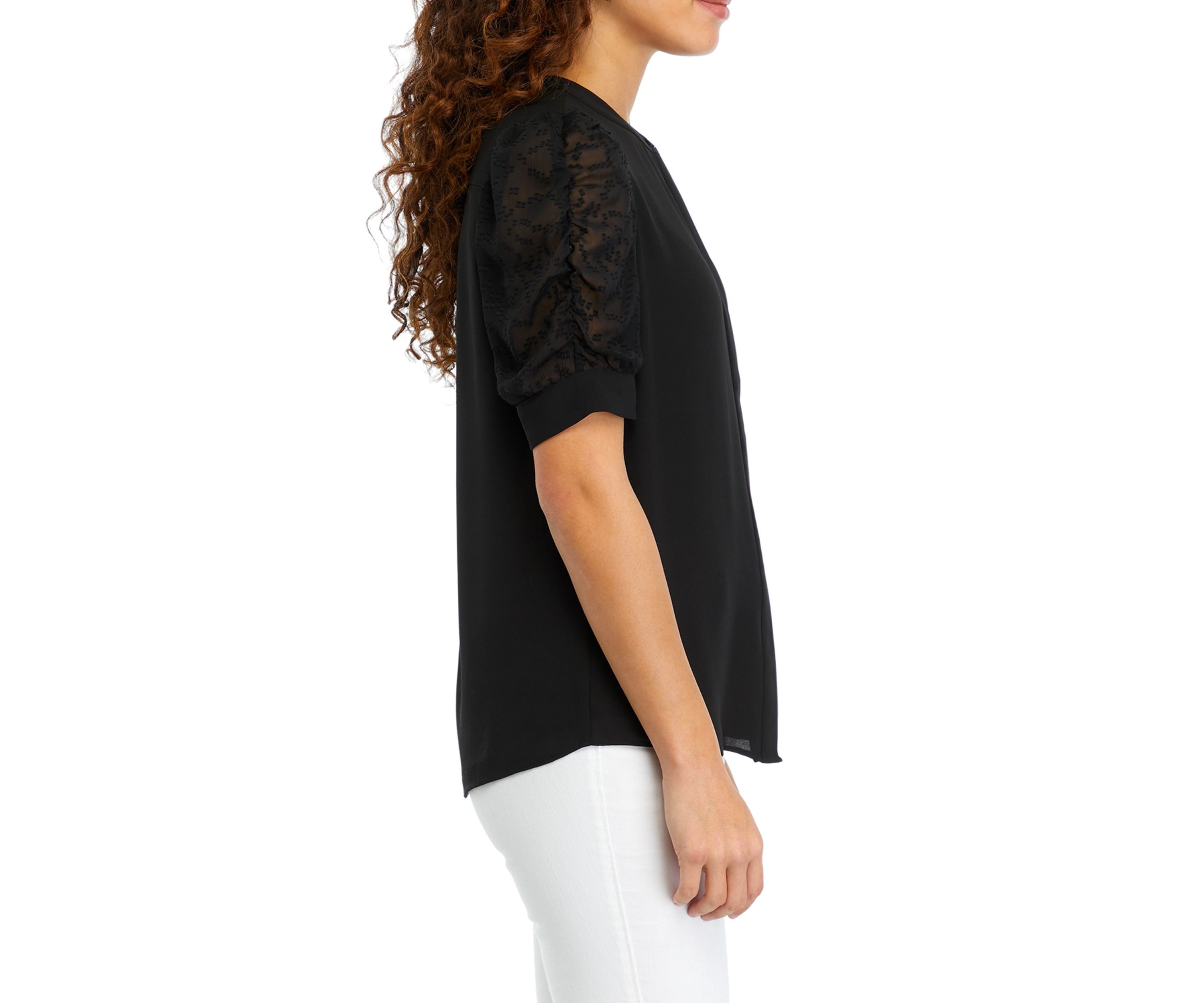 Petite Mixed Media Blouse