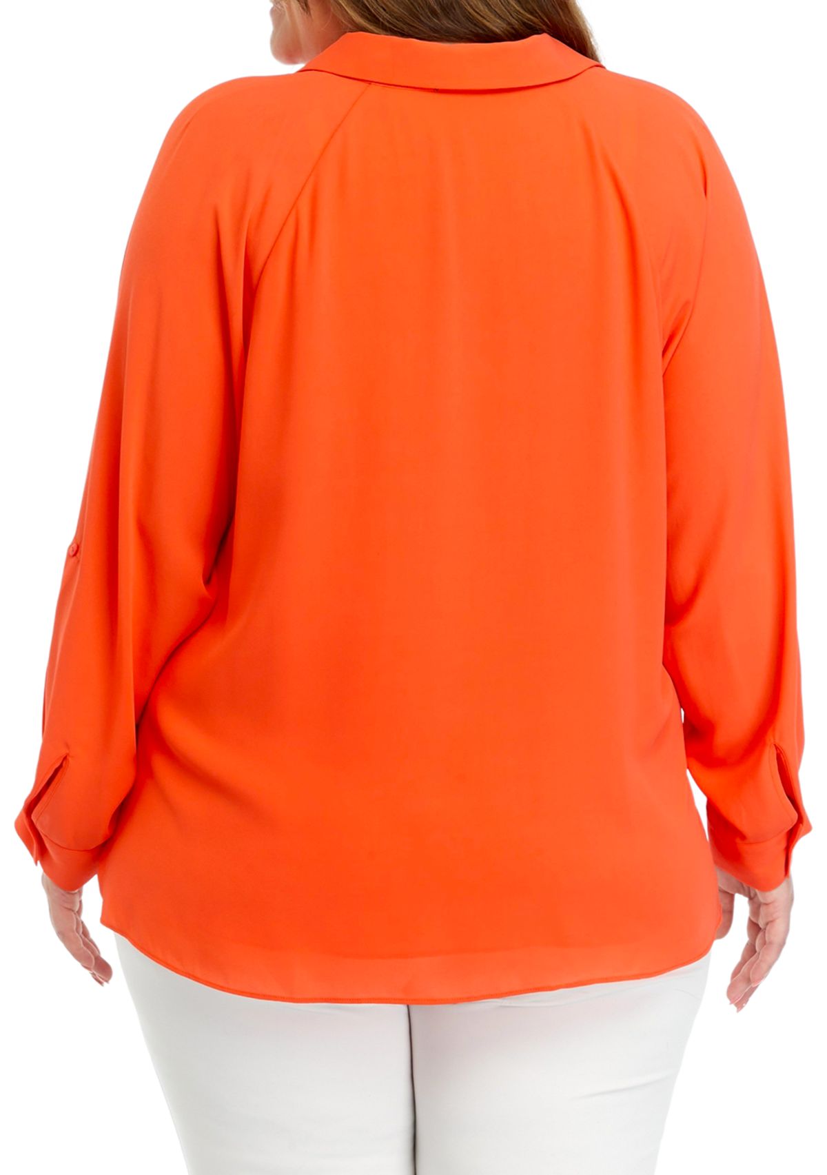 Plus Size 3/4 Sleeve Collared Blouse