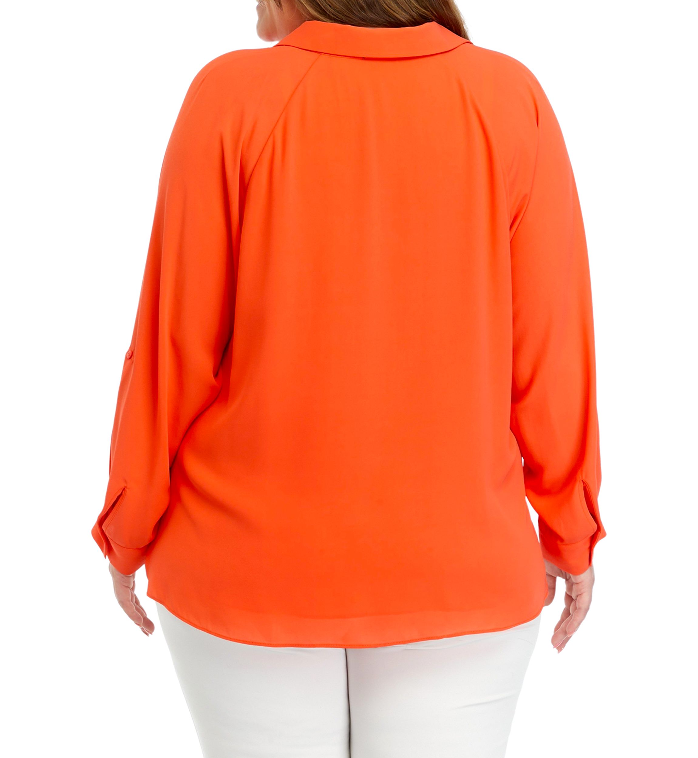 Plus Size 3/4 Sleeve Collared Blouse