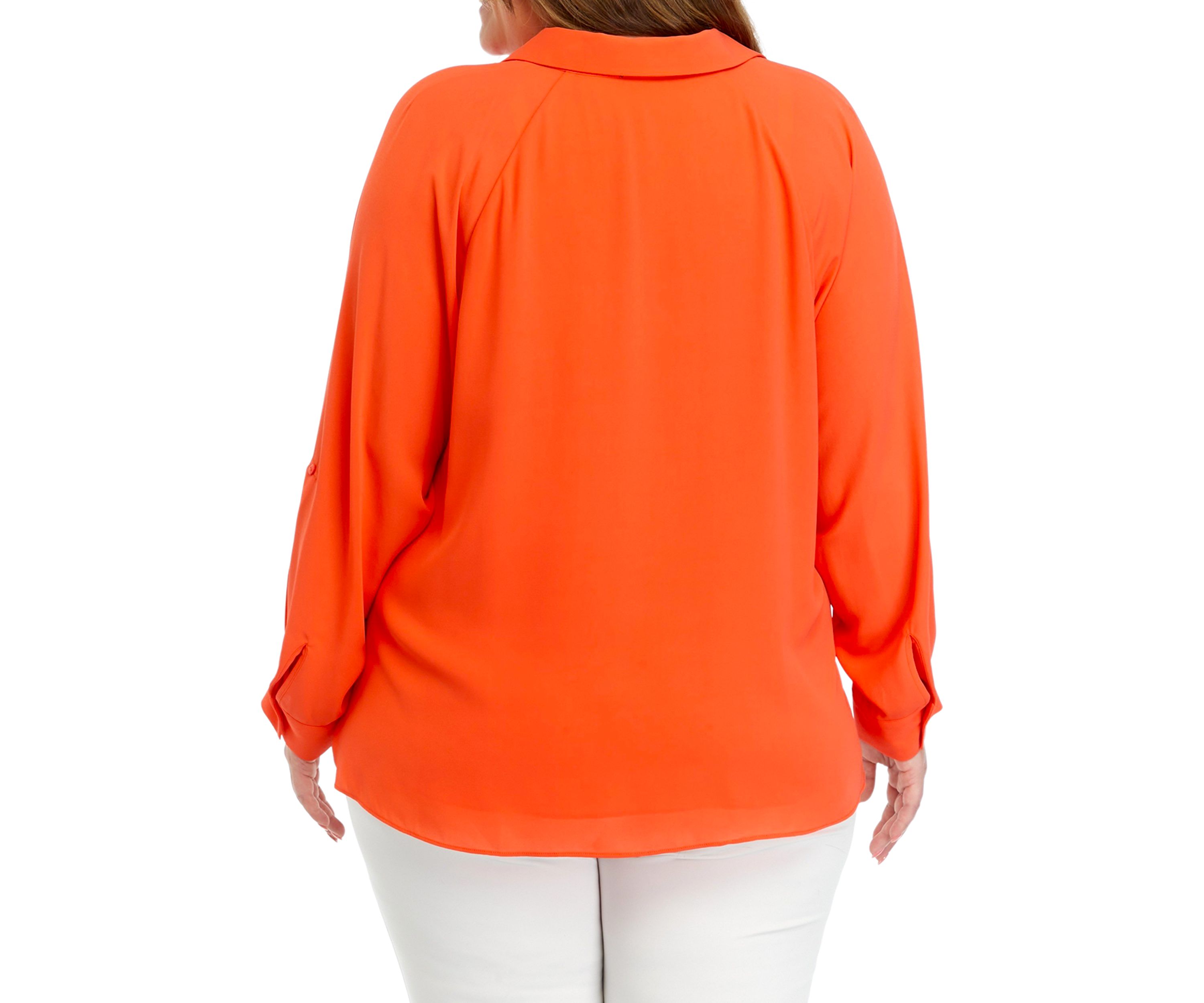 Plus Size 3/4 Sleeve Collared Blouse
