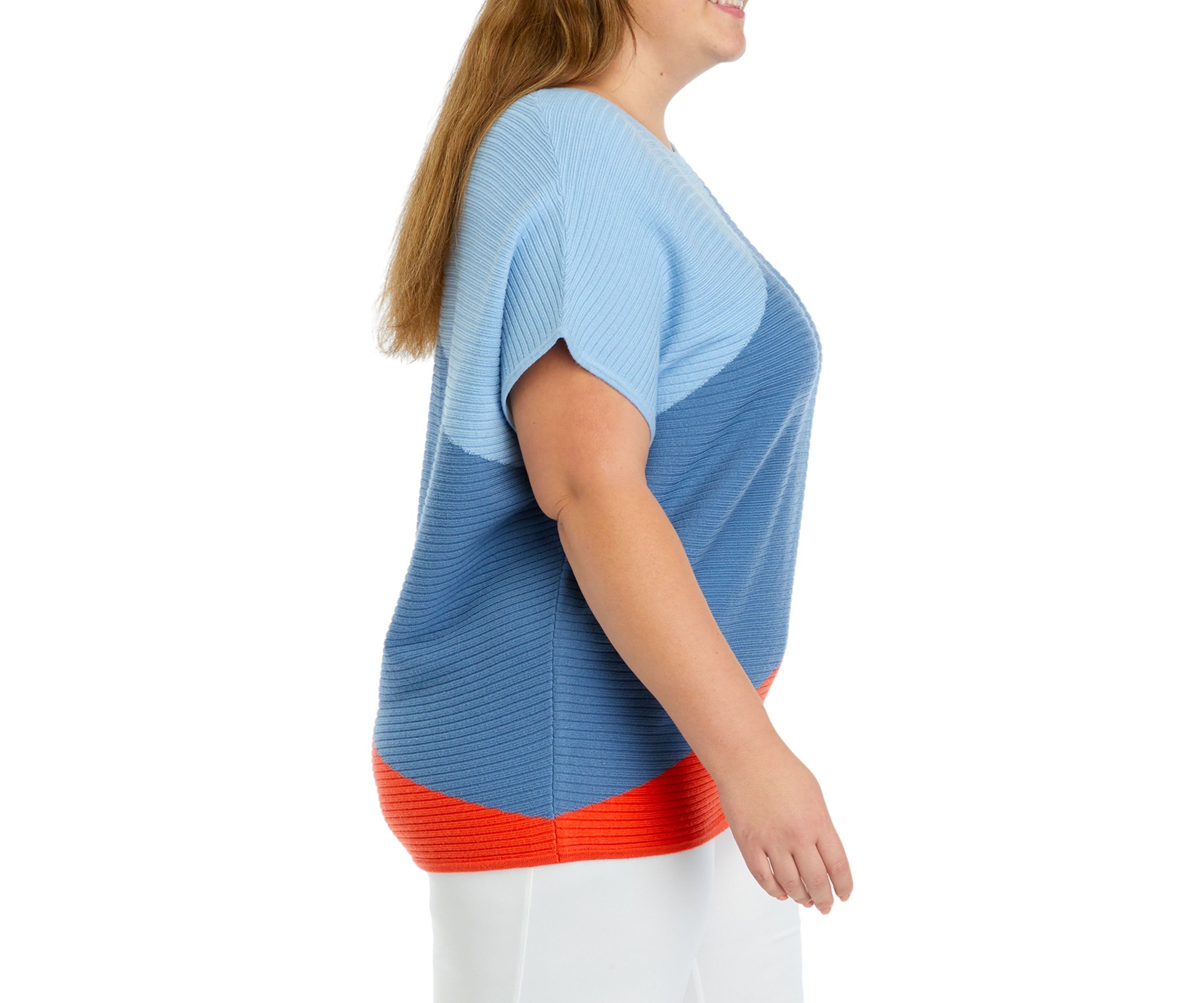 Plus Size Asymmetrical Color Block Sweater