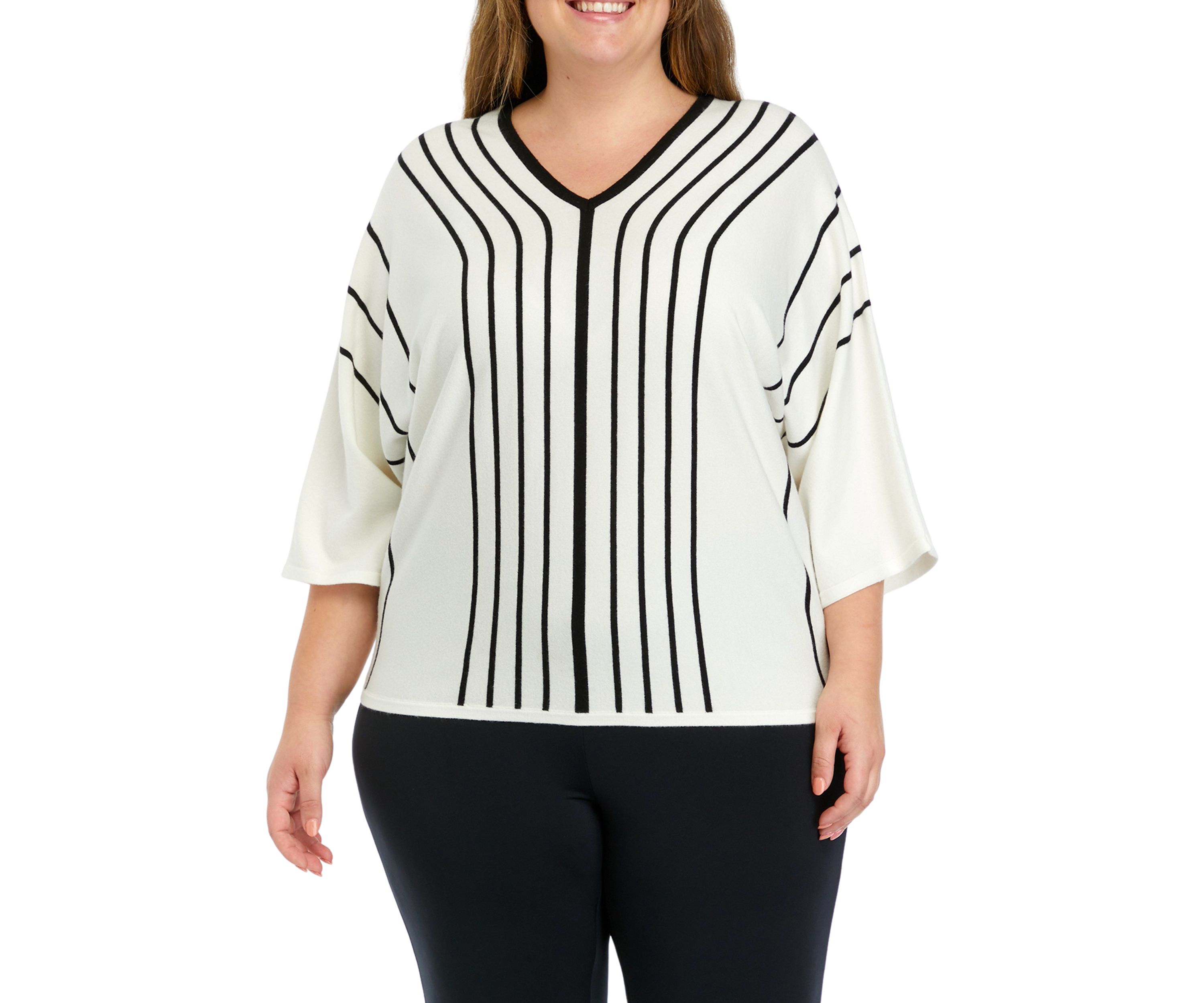Plus Size Dolman Stripe Sweater