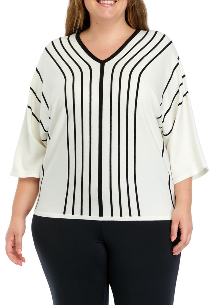 Plus Size Dolman Stripe Sweater