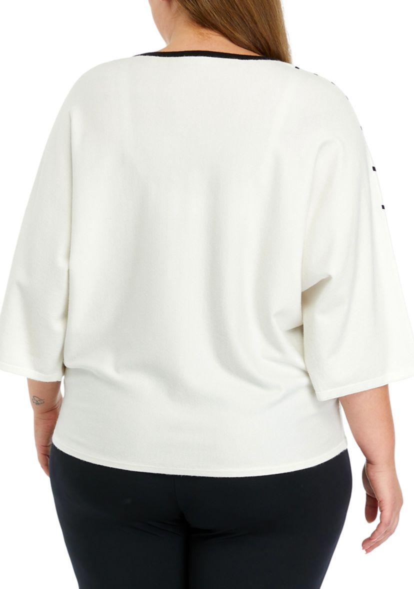 Plus Size Dolman Stripe Sweater