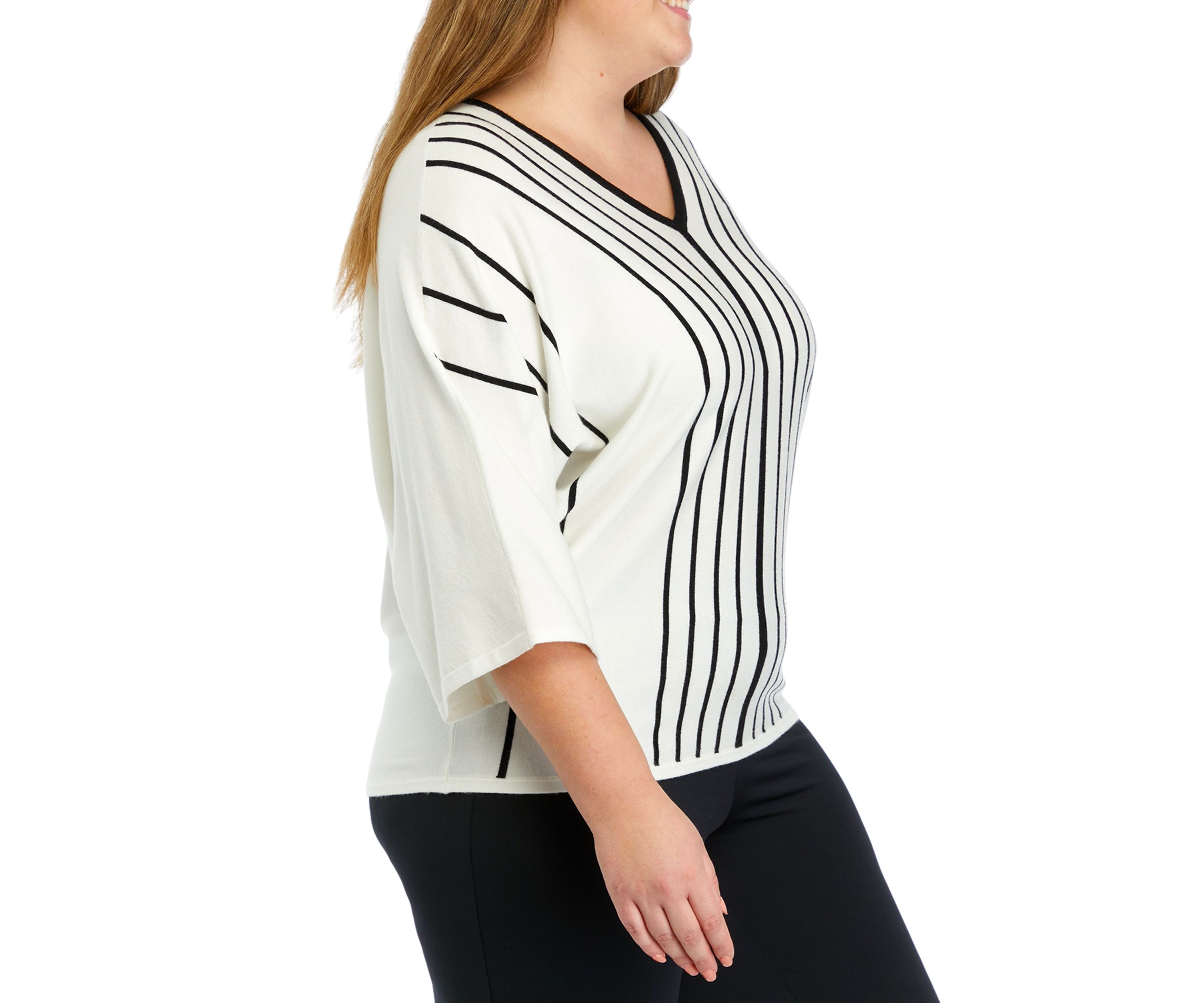 Plus Size Dolman Stripe Sweater