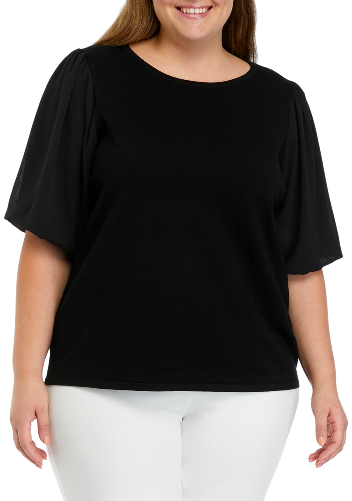 Plus Size Woven Mix Blouse